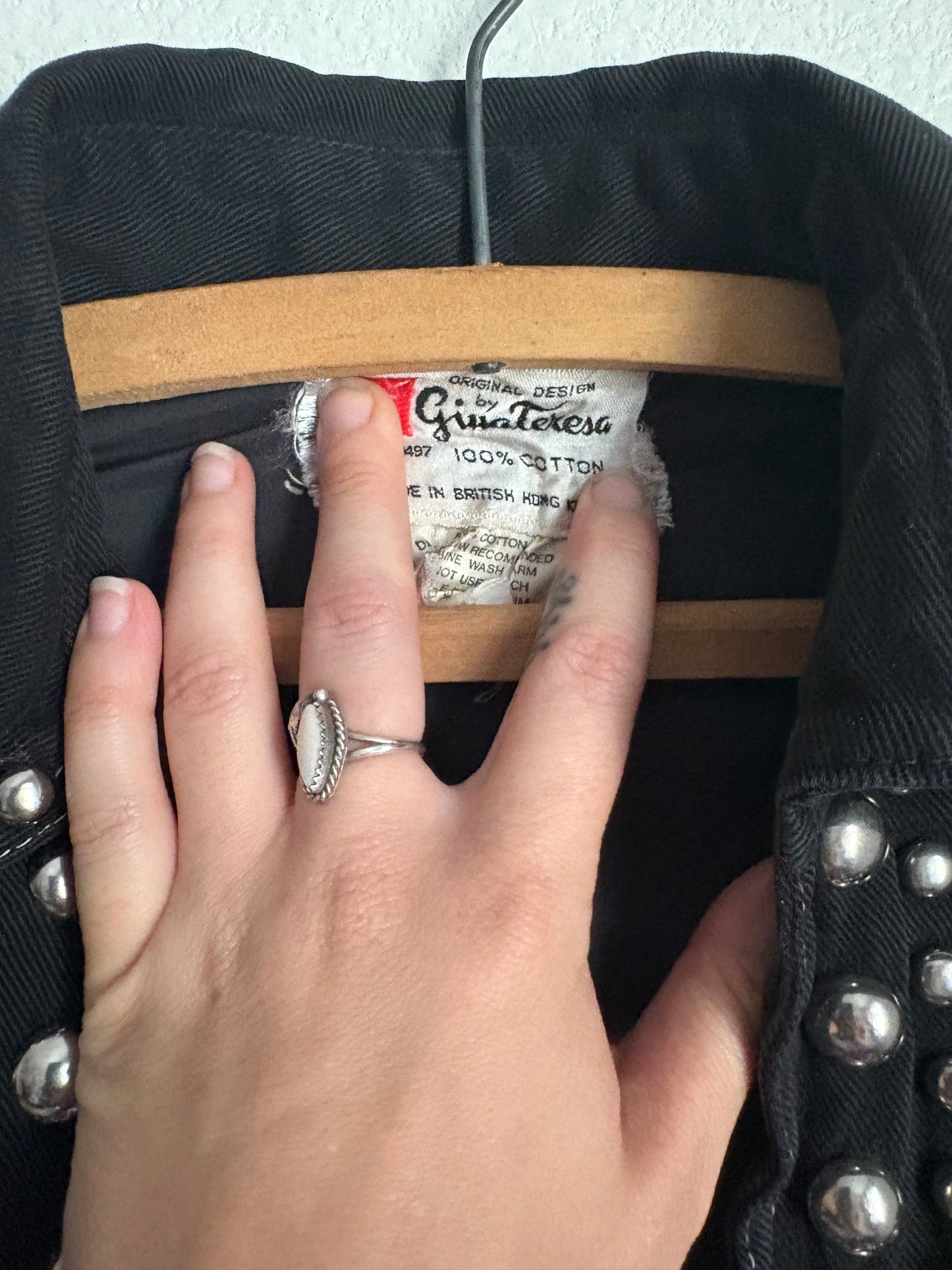 1970s Gina Teresa Black Denim Studded jacket XS/S
