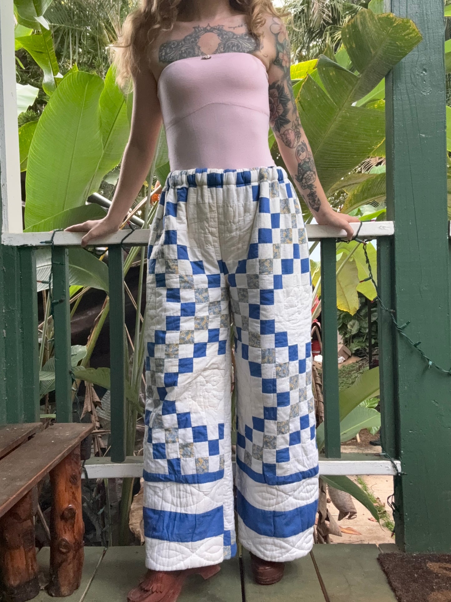 Vintage Upcycled Patchwork Quilt Wide Leg Pants