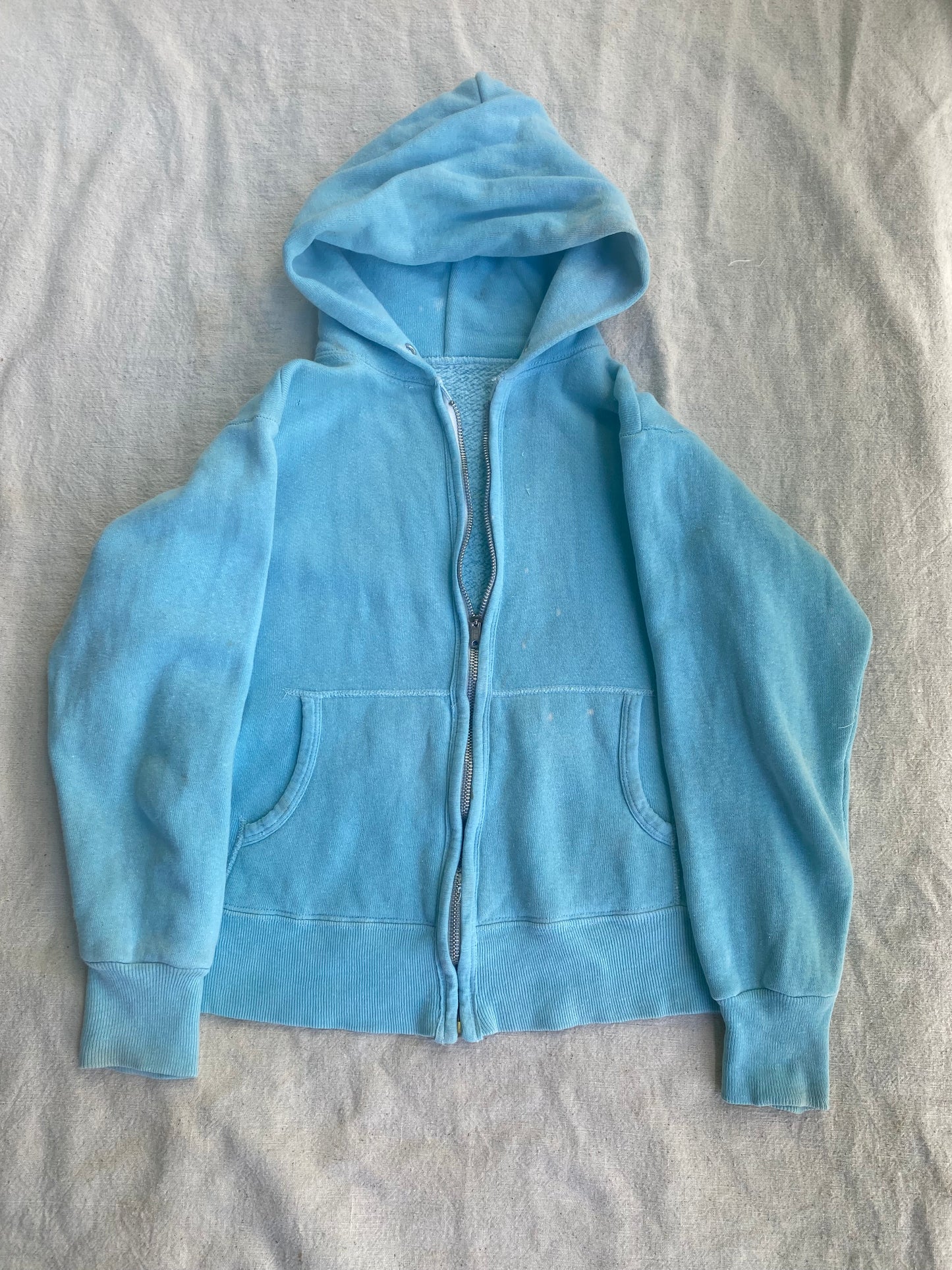 1960s zip up blue hoodie sweatshirt xs small