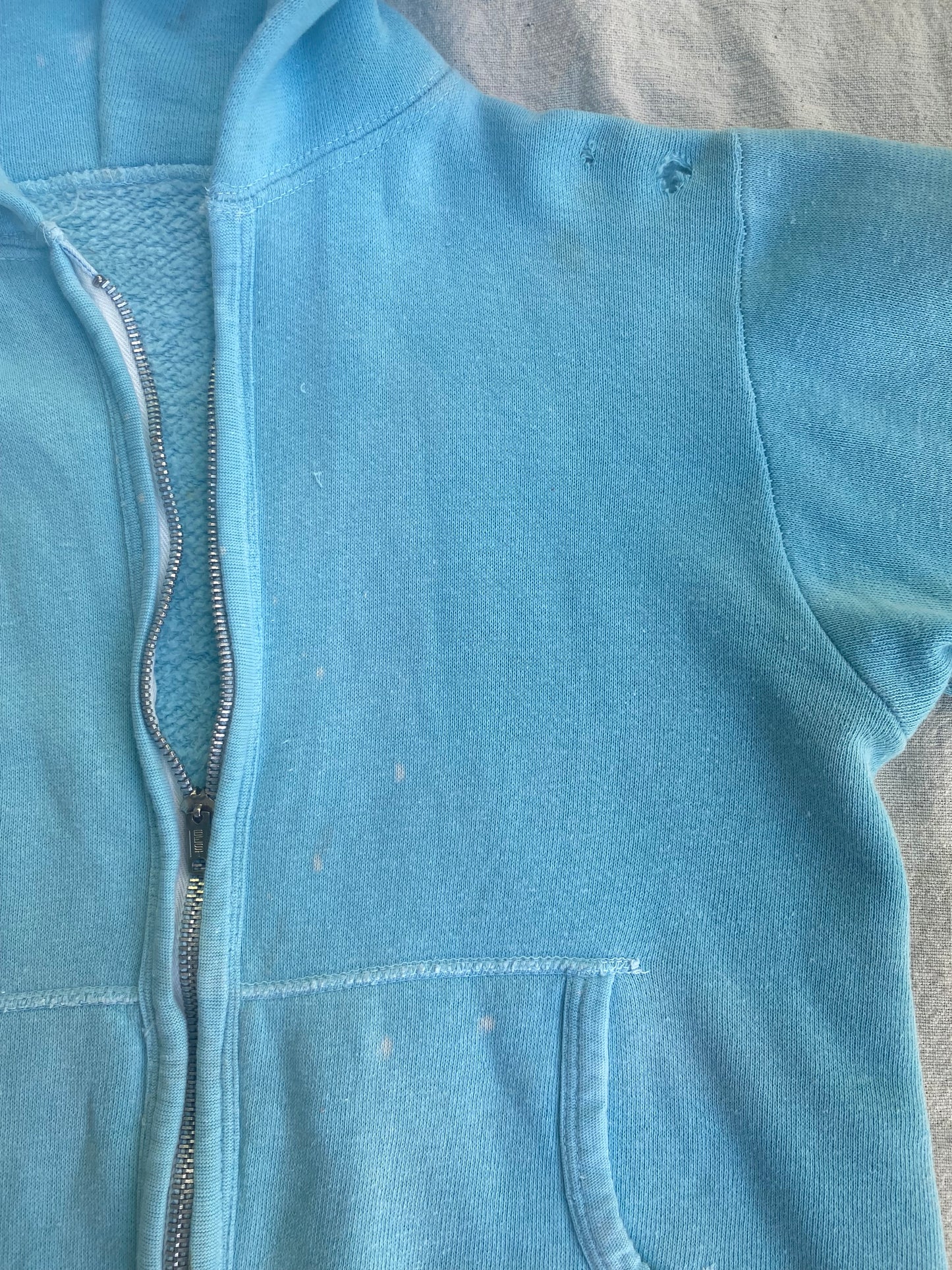 1960s zip up blue hoodie sweatshirt xs small