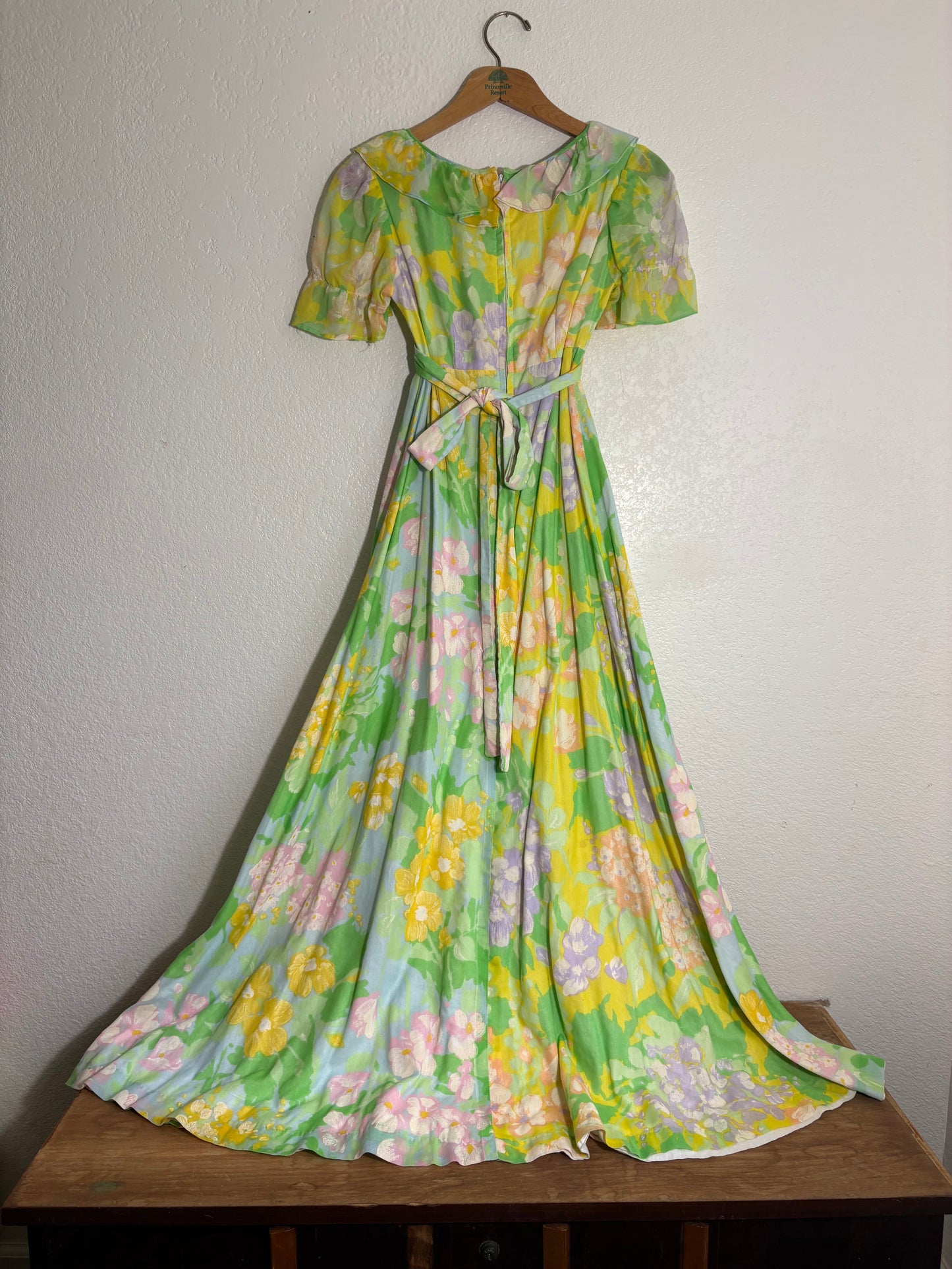 1970s Spring Floral Cotton floor-length Prairie Dress XS/Small