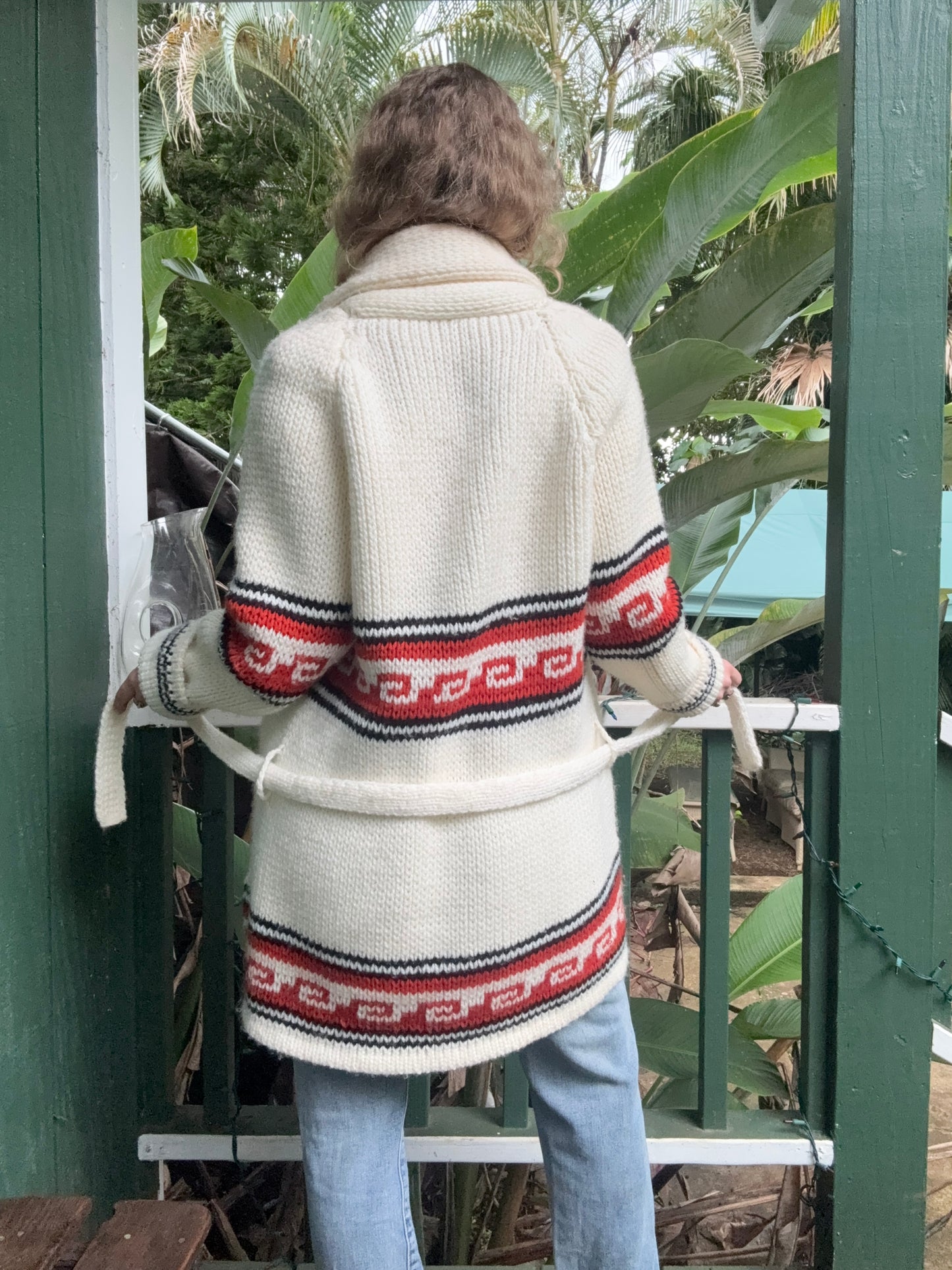 1970s chunky handmade shawl collar cardigan