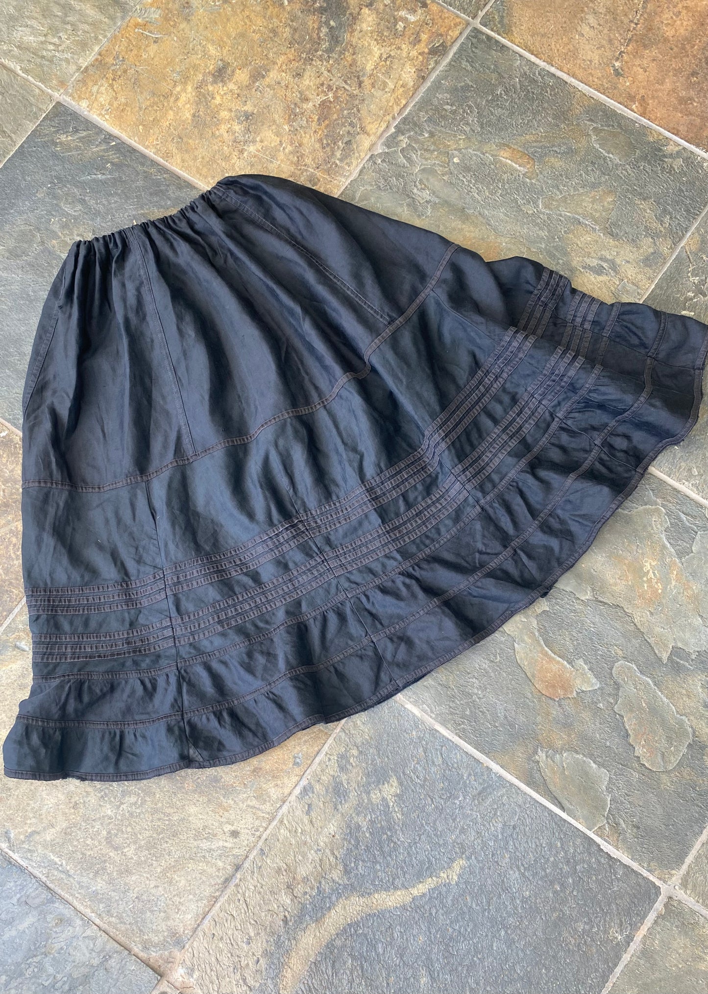 Antique Edwardian Black Mourning Petticoat Skirt