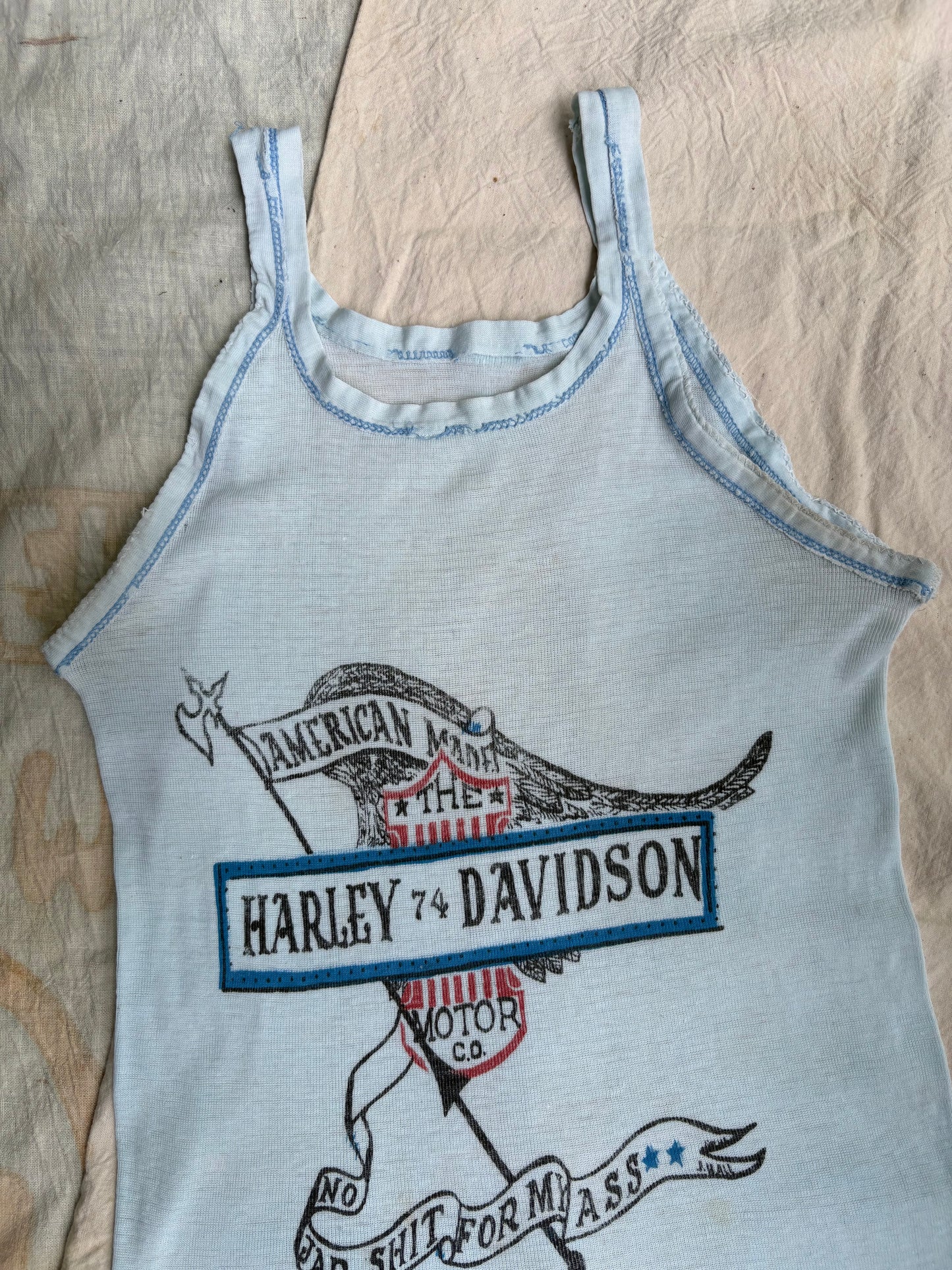 1970s blue Harley Davidson tank top