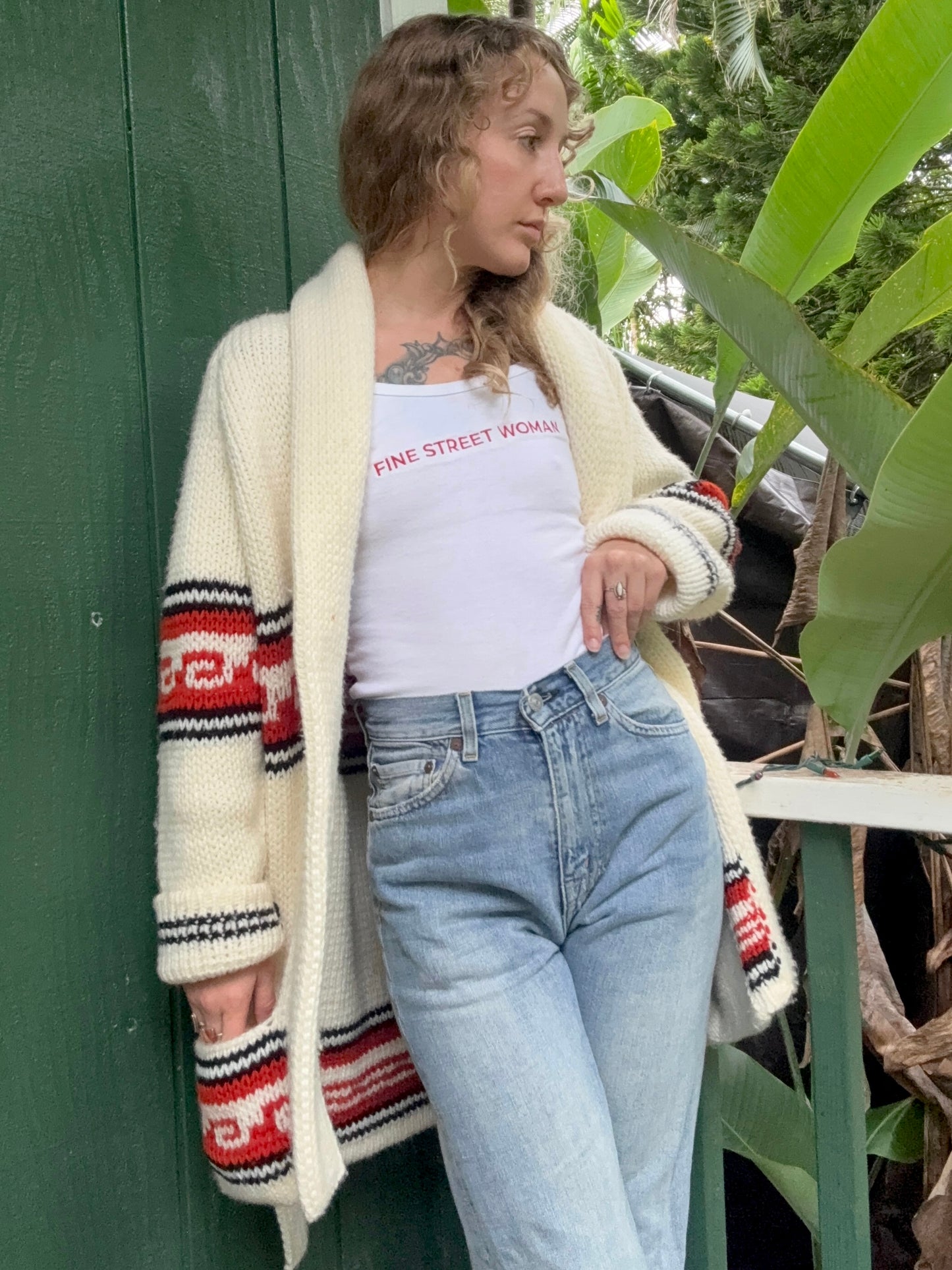 1970s chunky handmade shawl collar cardigan