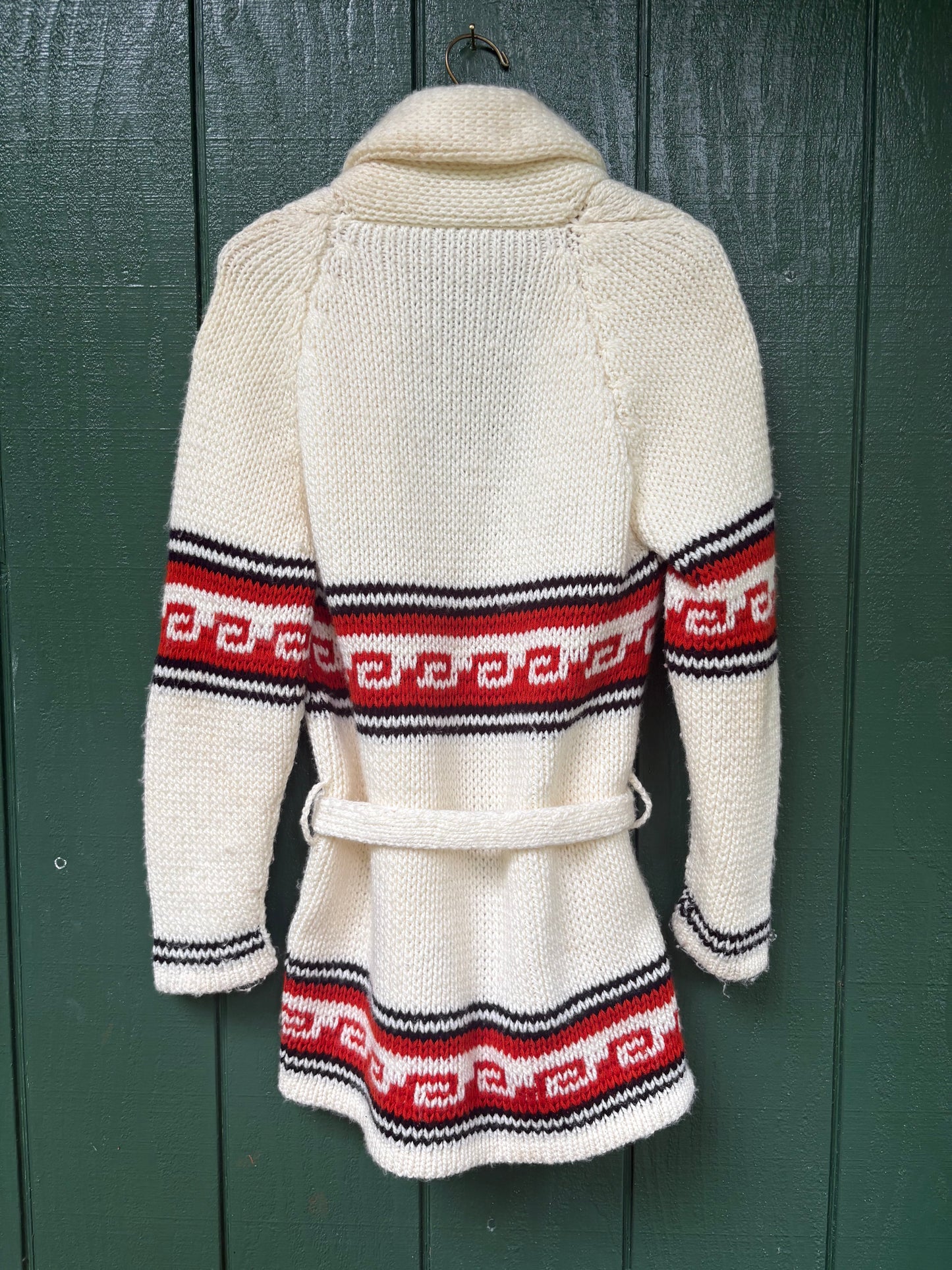 1970s chunky handmade shawl collar cardigan