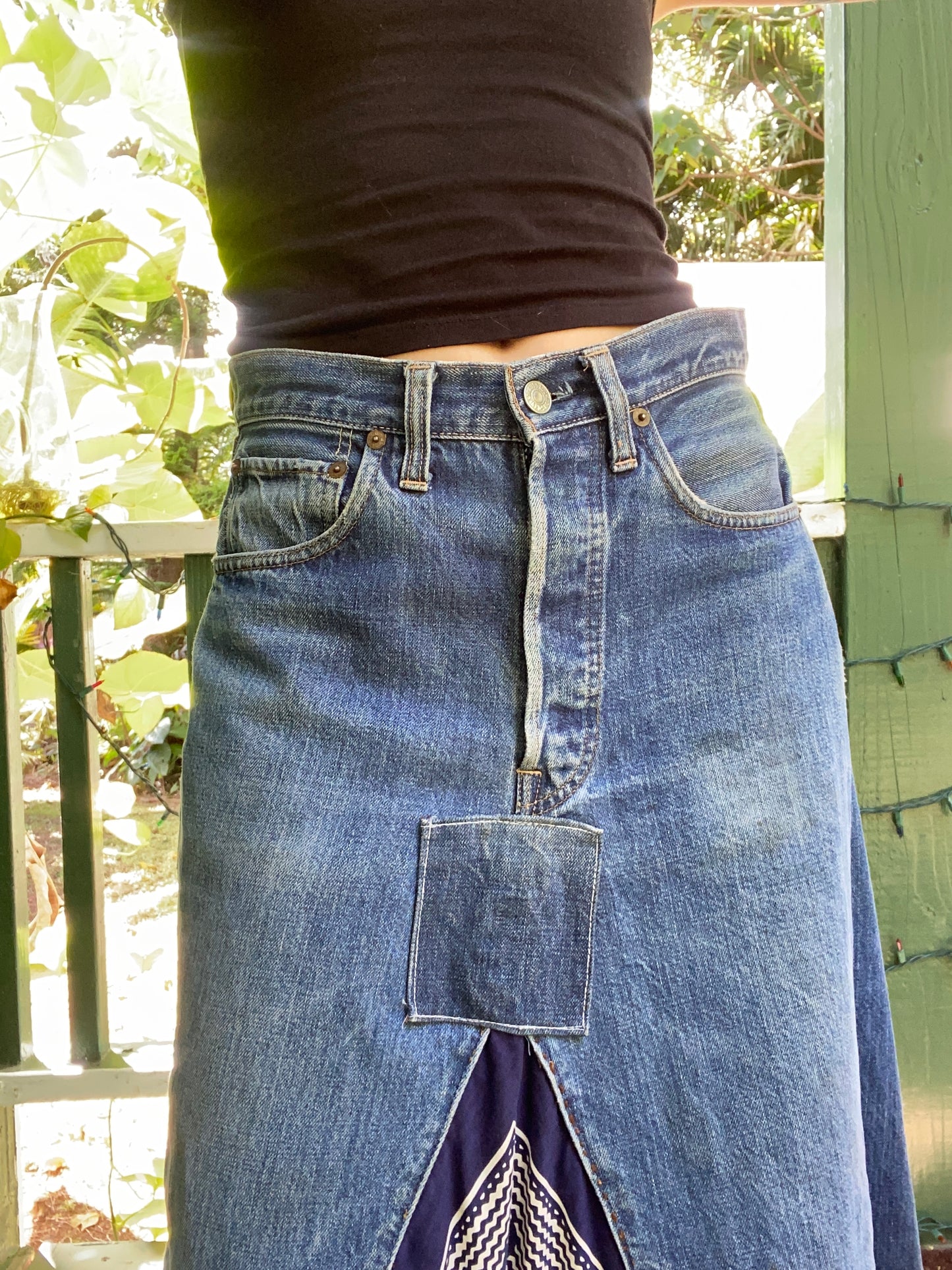 1950s Levis big E Reconstructed Selvedge Denim Skirt 29” waist