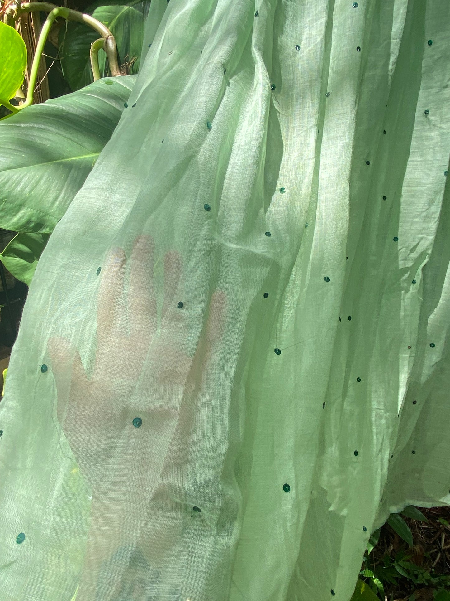 1940s Seafoam semi sheer Cotton and Rayon skirt