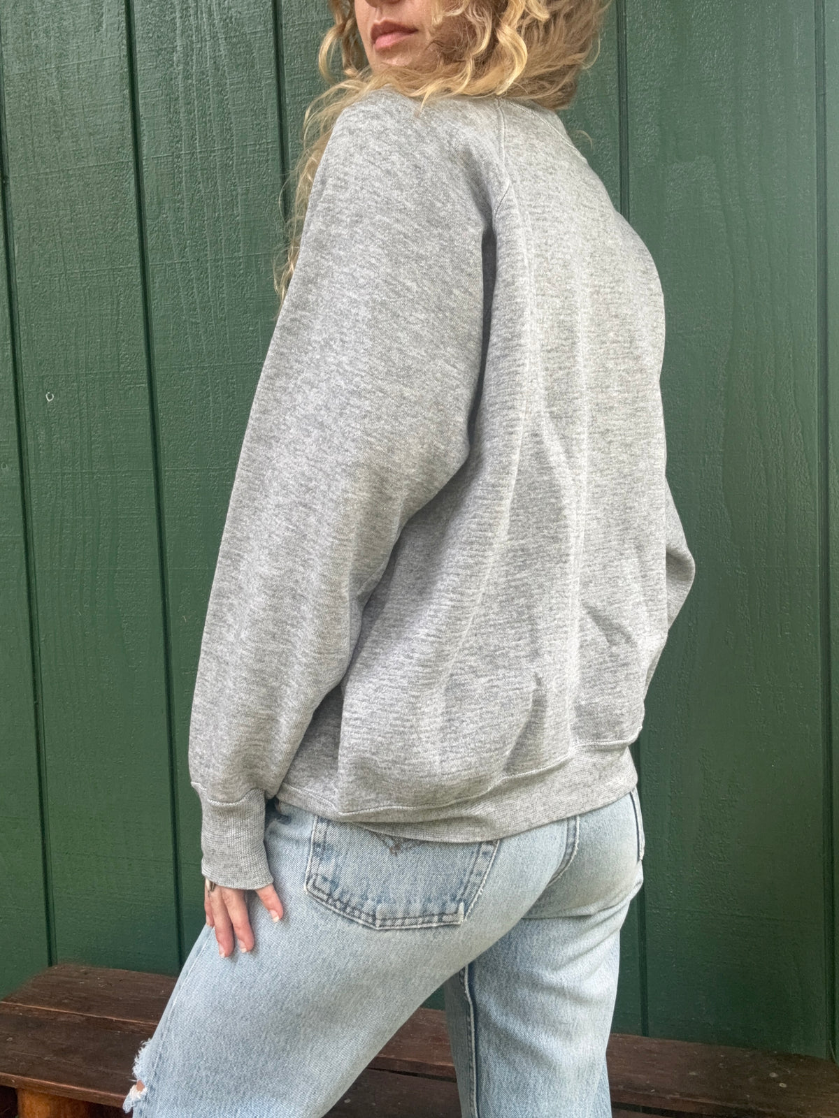 1980s/1990s V stitch Heather grey raglan sweatshirt Large