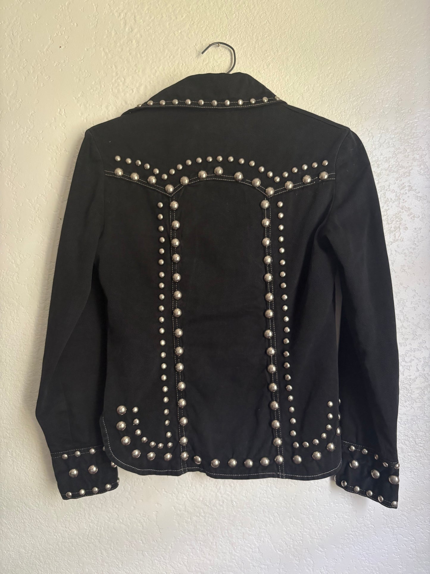 1970s Gina Teresa Black Denim Studded jacket XS/S