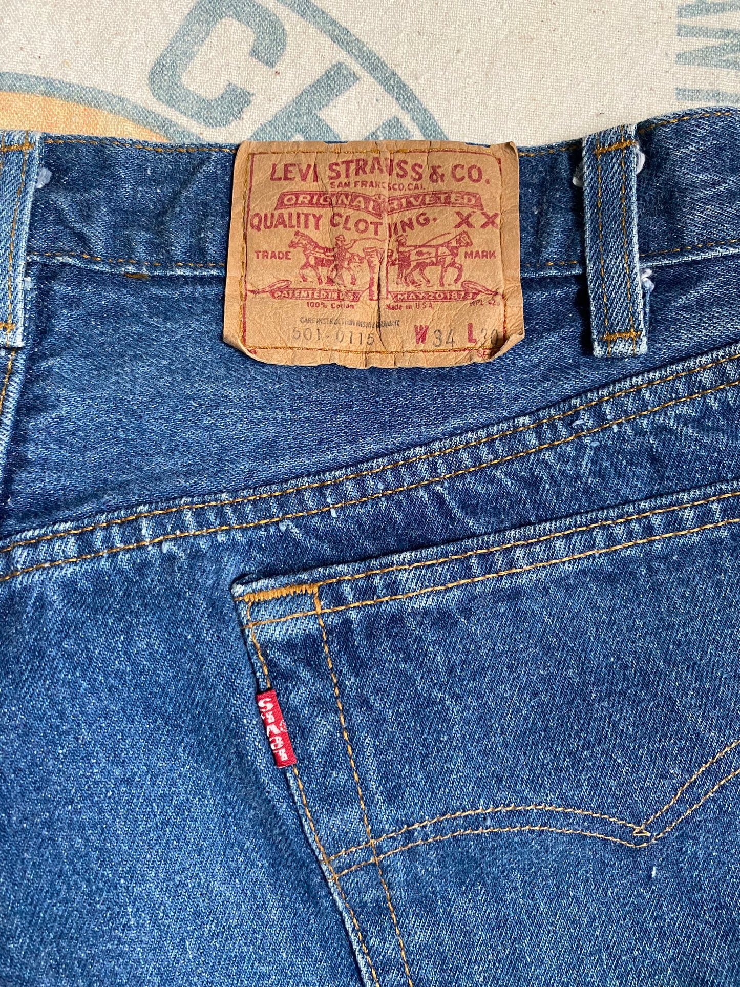 1980s Levi’s 501 0115 button fly denim 30” waist