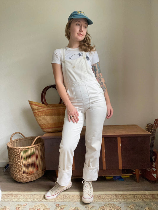 70s/80s Cream Corduroy Overalls