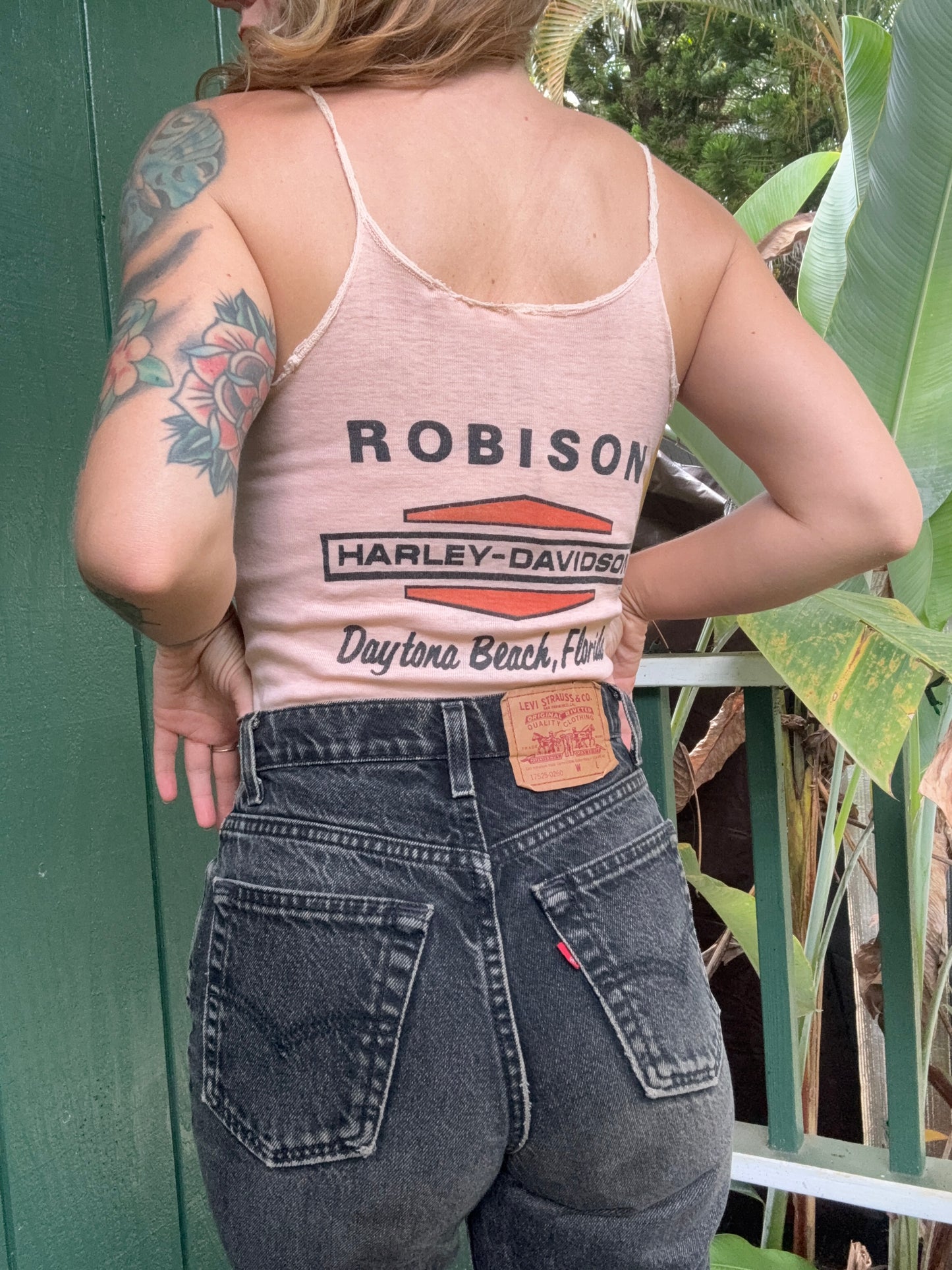1970s pink Harley Davidson tank top Daytona Beach Robison
