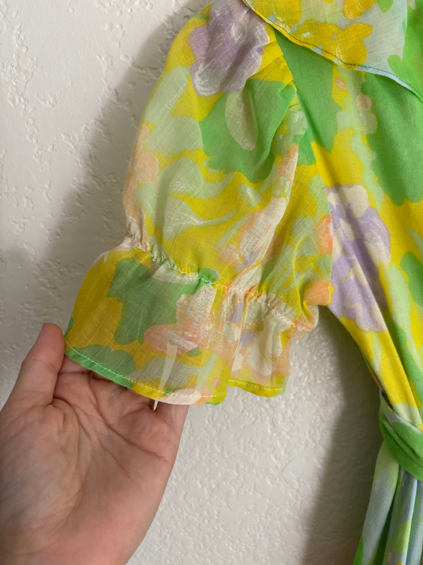 1970s Spring Floral Cotton floor-length Prairie Dress XS/Small