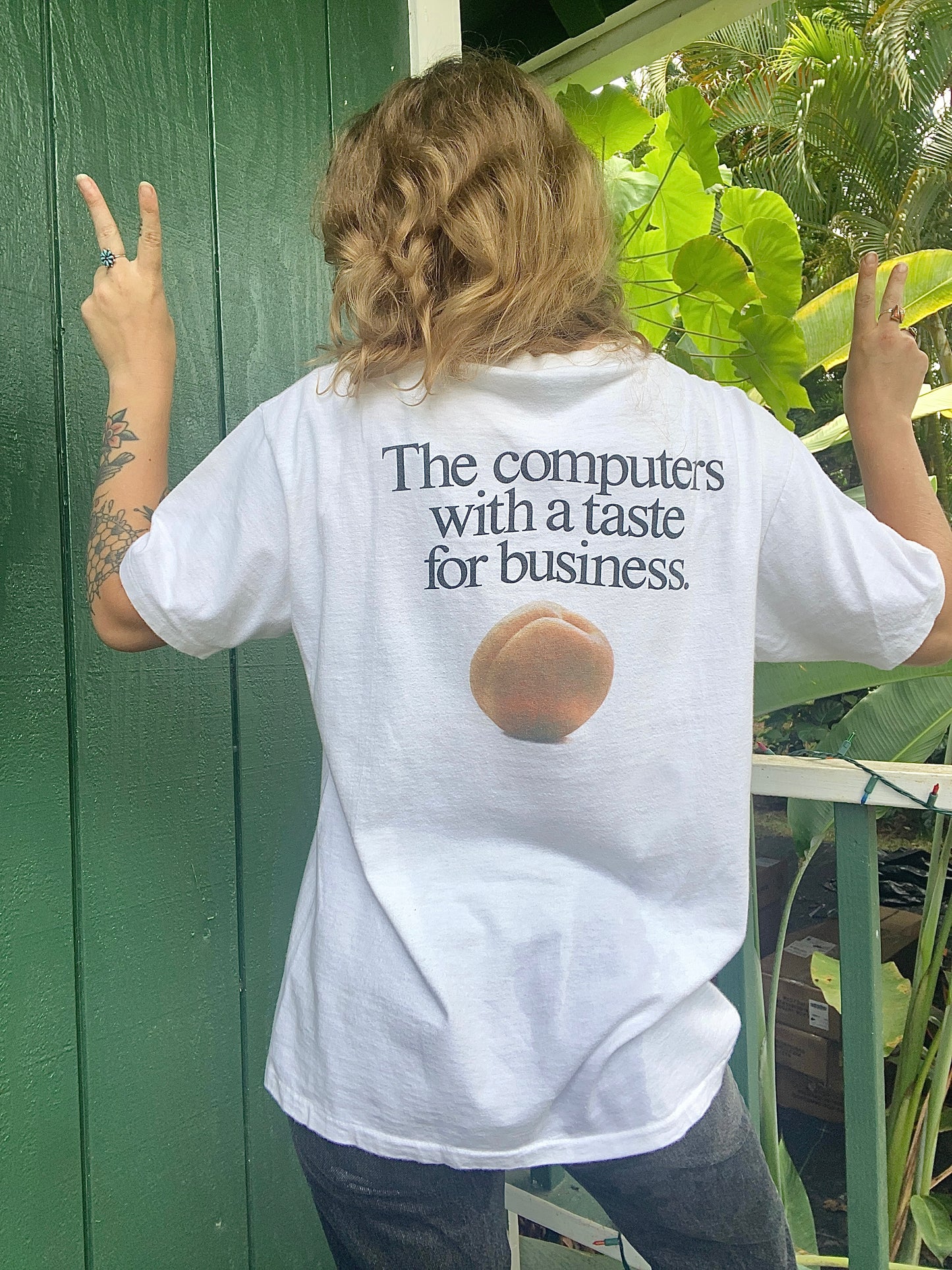 1990s Hanes Apricot Computers Electronic t shirt Large