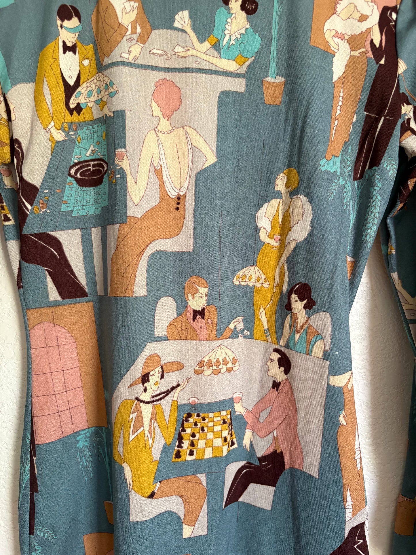 1970s Nylon Bar Scene Novelty Button up blouse Small