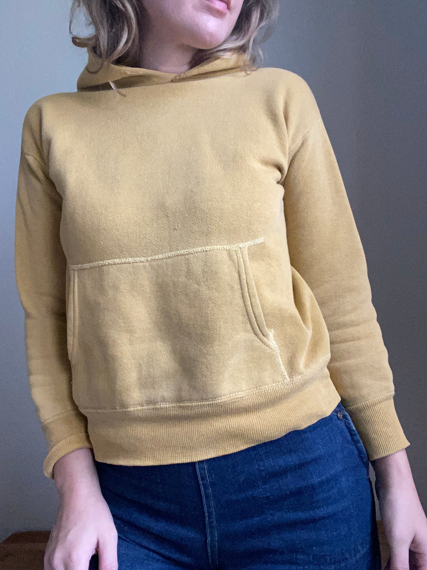 1950s Mustard Yellow Hoodie Sweatshirt