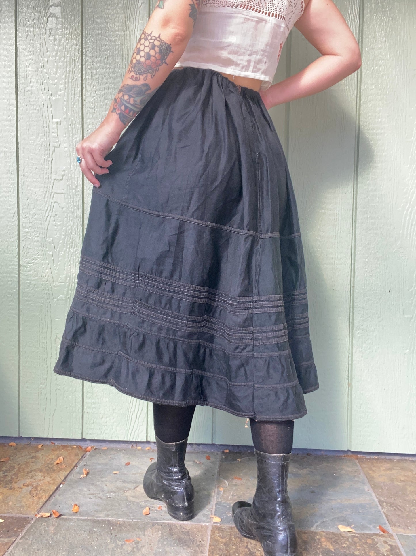 Antique Edwardian Black Mourning Petticoat Skirt