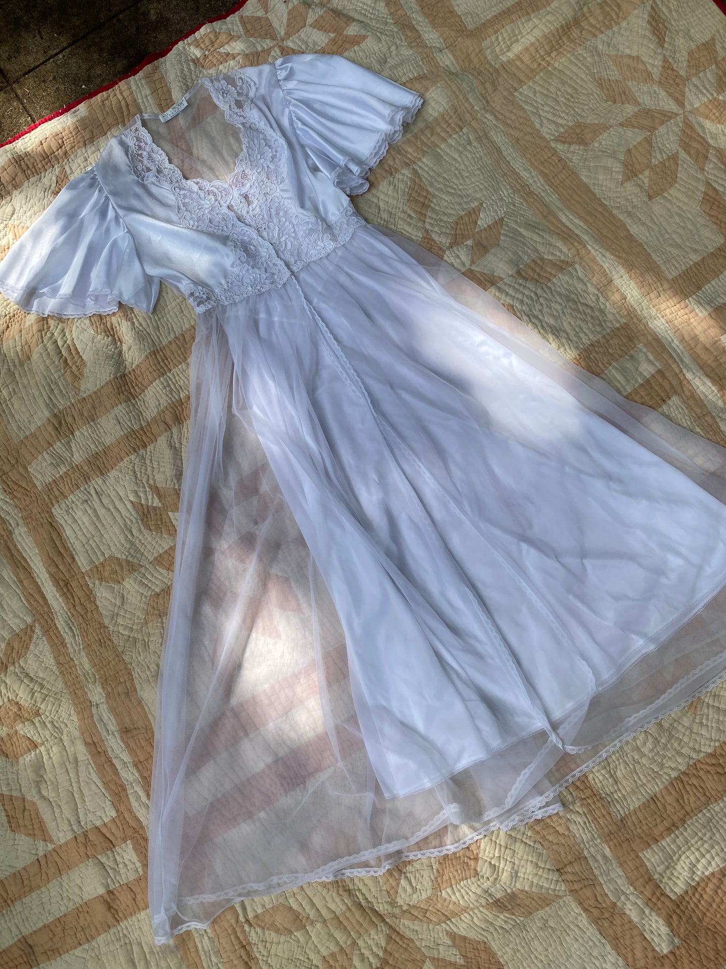 1980s Val Mode Lingerie Bridal Peignoir Set Nightgown Robe