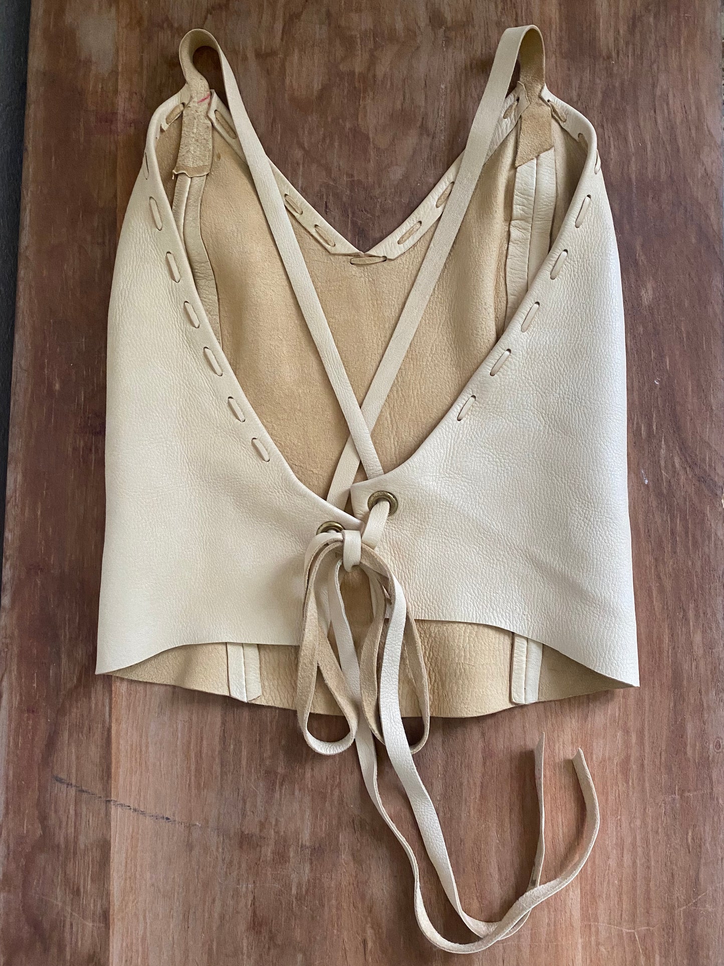 Vintage Buckskin cream open back top