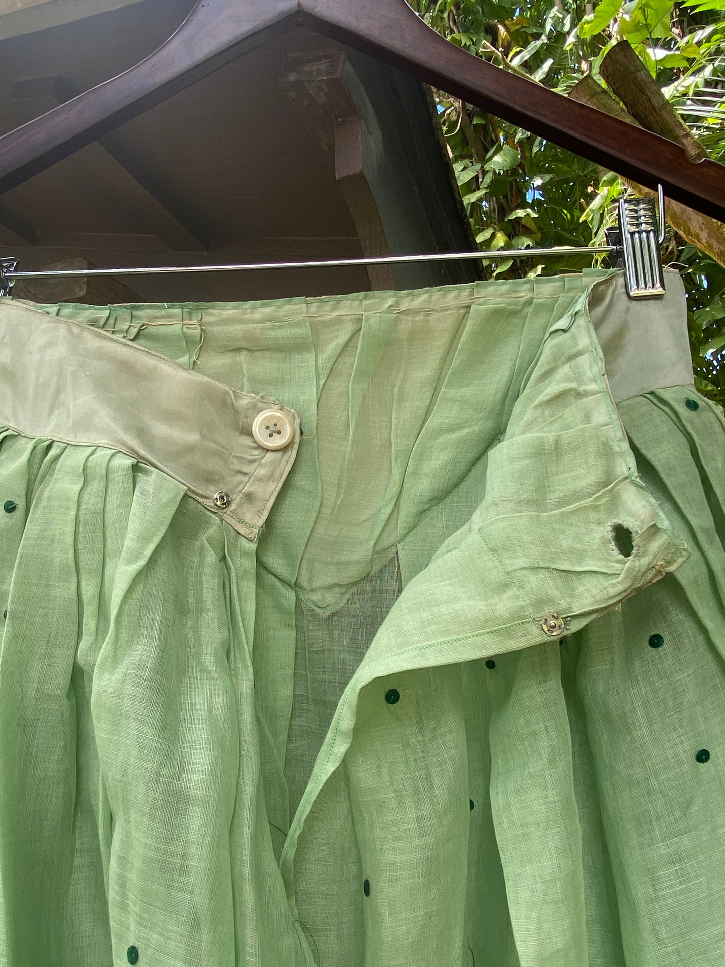 1940s Seafoam semi sheer Cotton and Rayon skirt