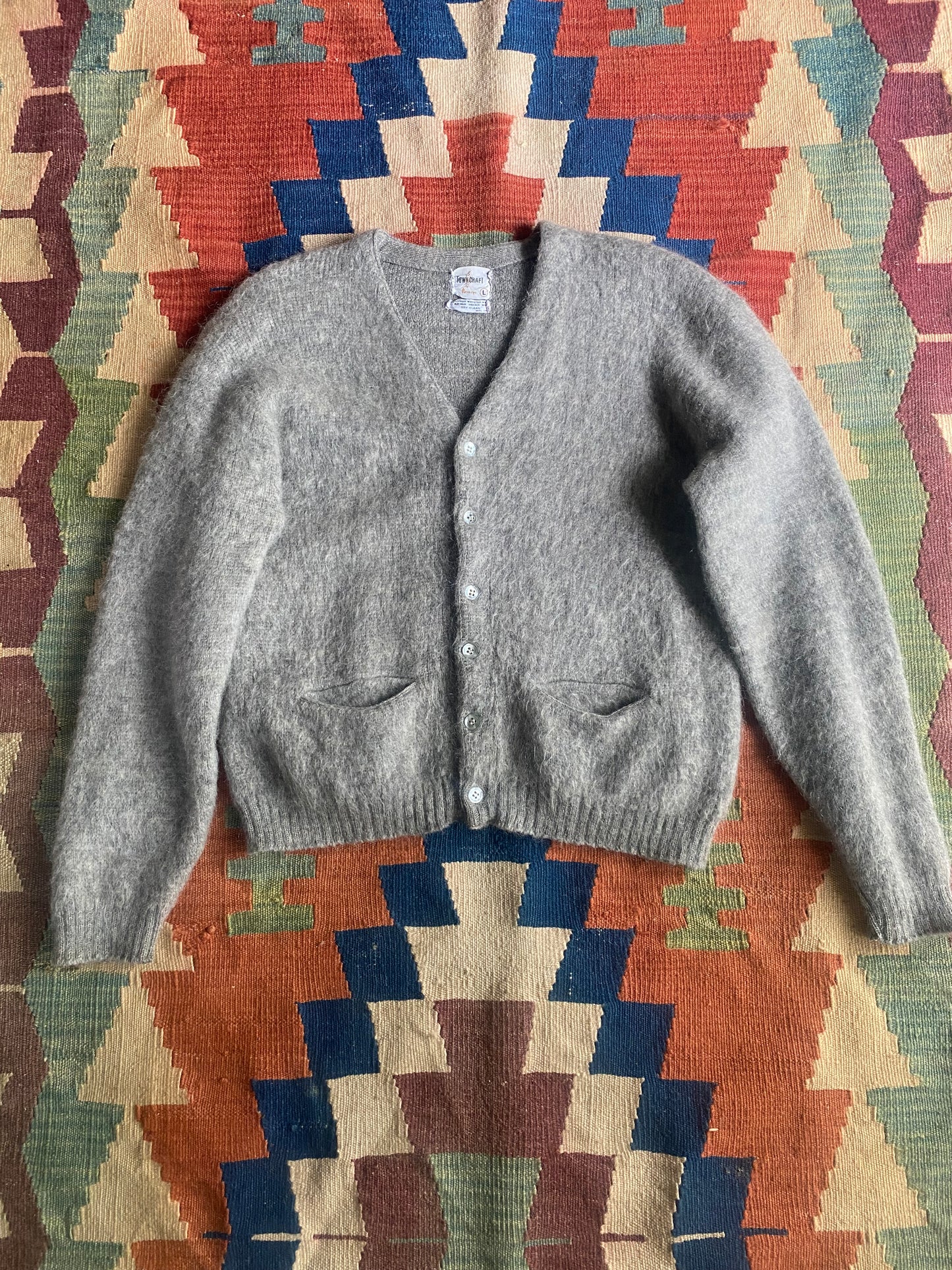 1960s Penney's Grey Shaggy Mohair Cardigan