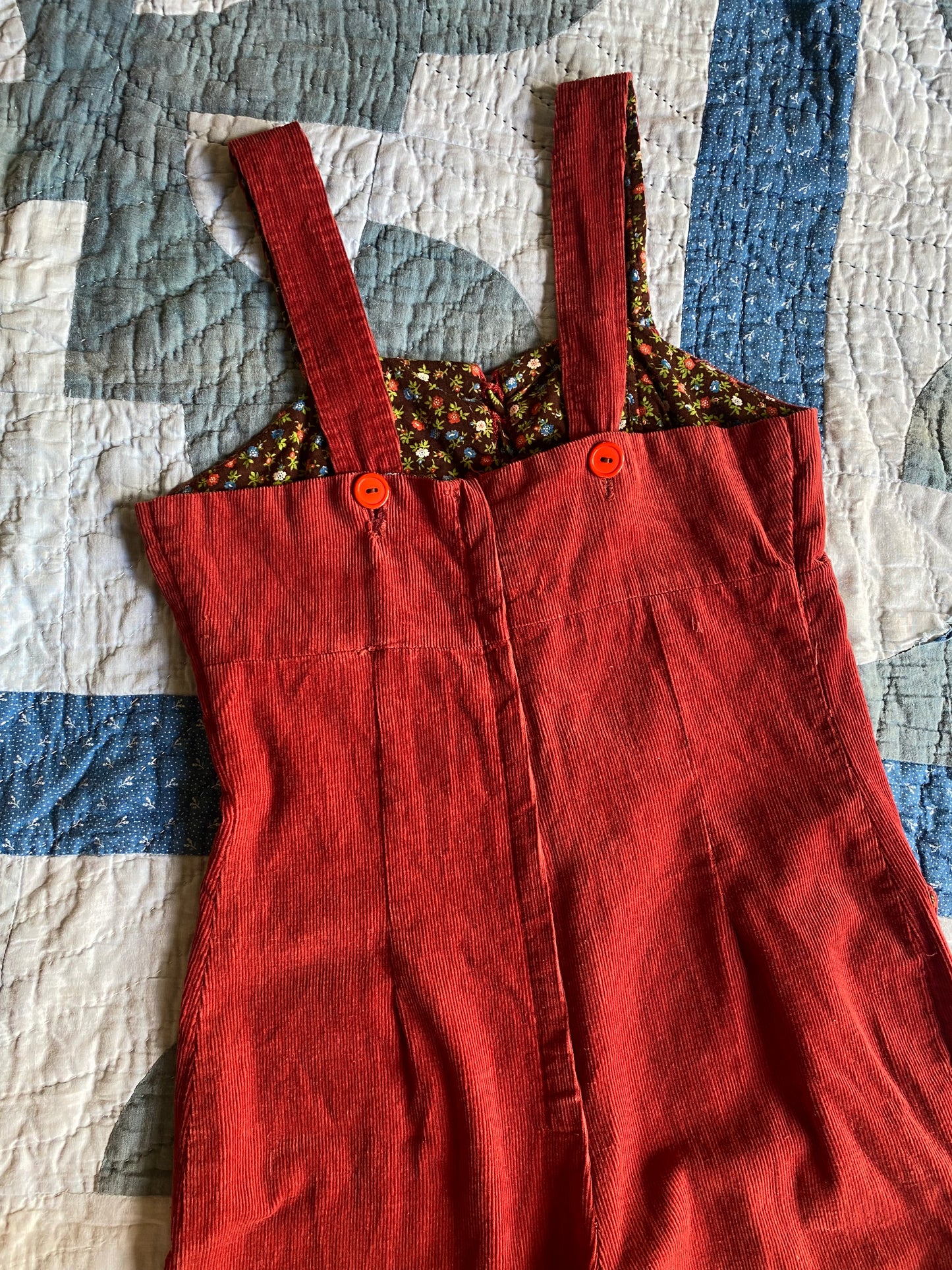 1970s Burgundy Corduroy Jumpsuit