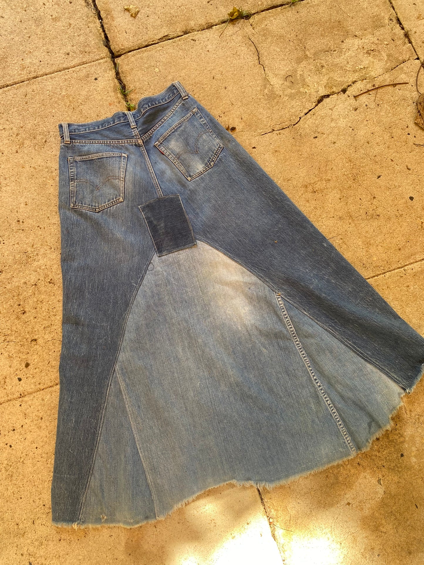 1950s Levis big E Reconstructed Selvedge Denim Skirt 29” waist