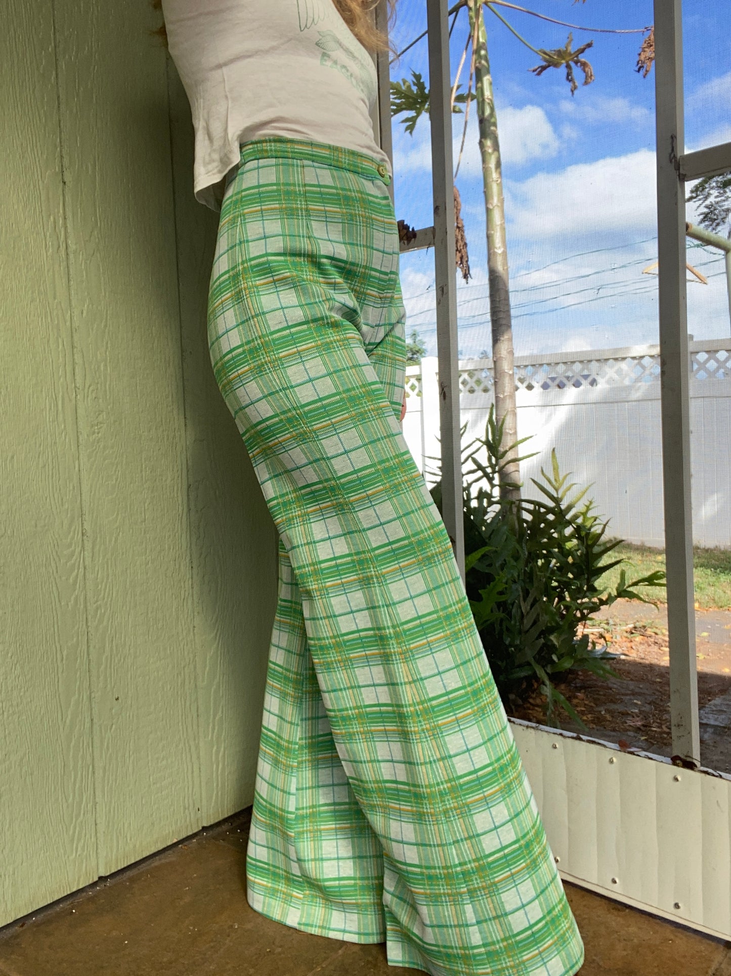 1970s Collegian Plaid Bell Bottoms 30x32