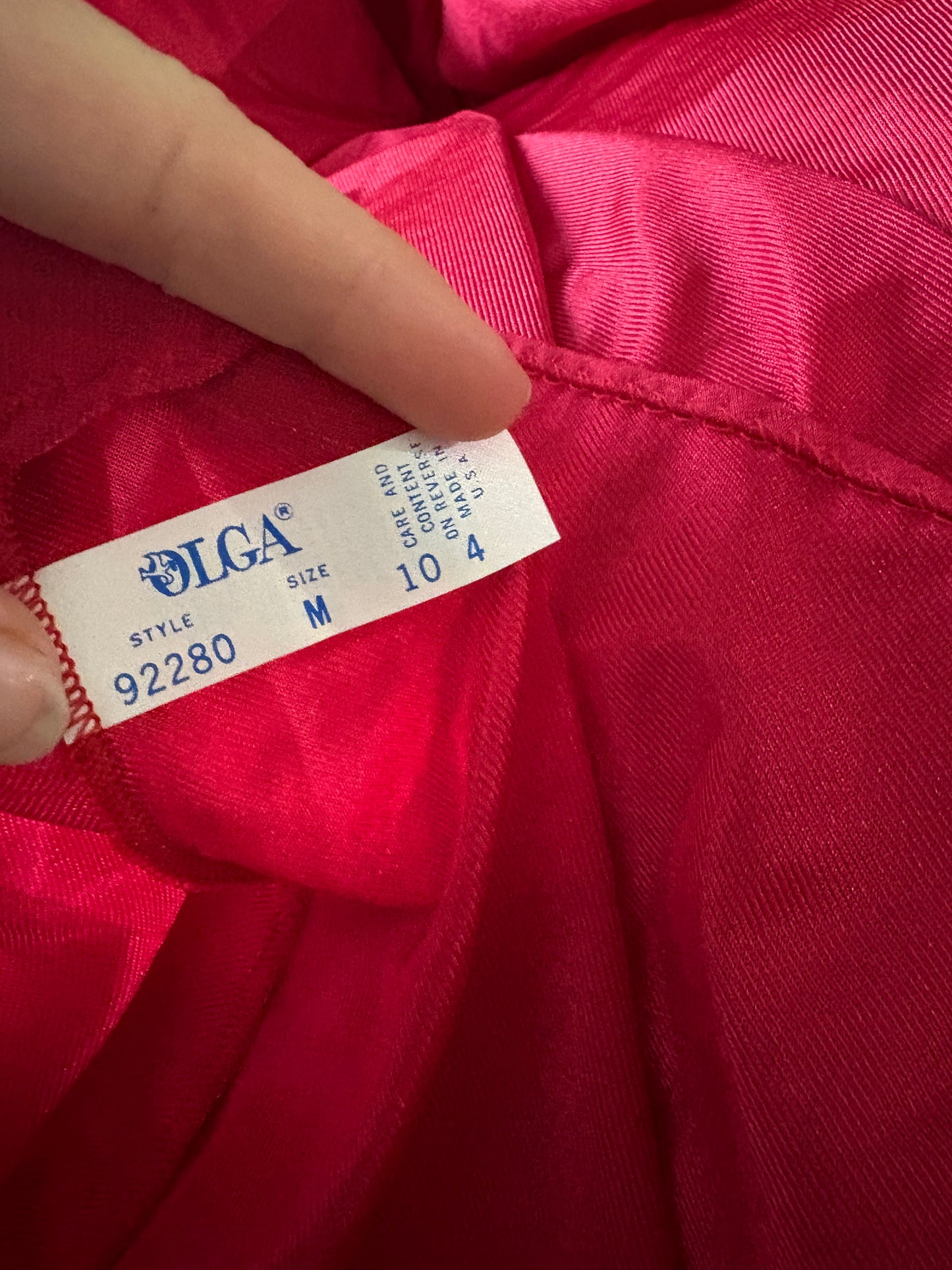 Deadstock 1980s Crimson Red Olga Gown 92280 Medium