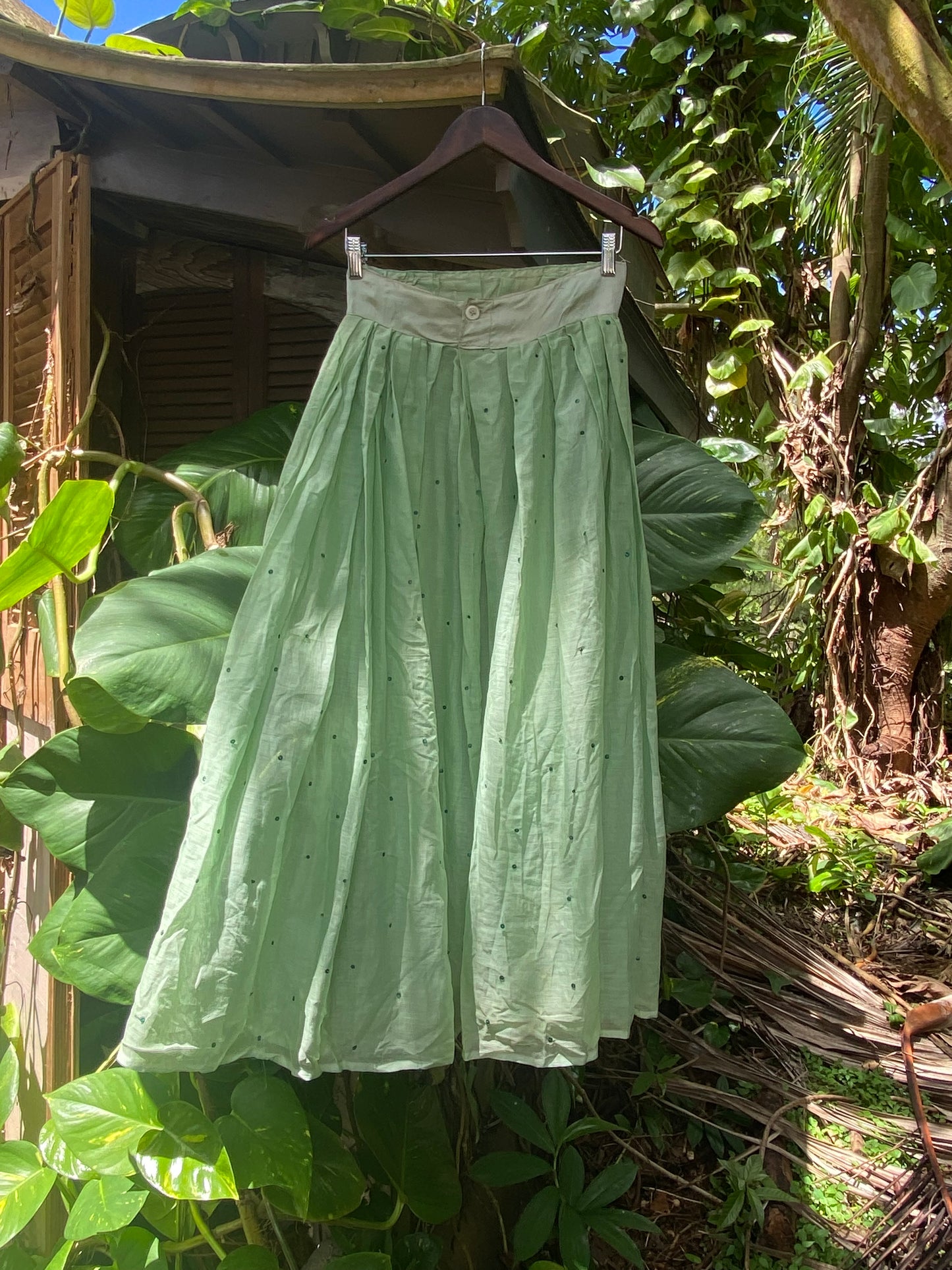 1940s Seafoam semi sheer Cotton and Rayon skirt