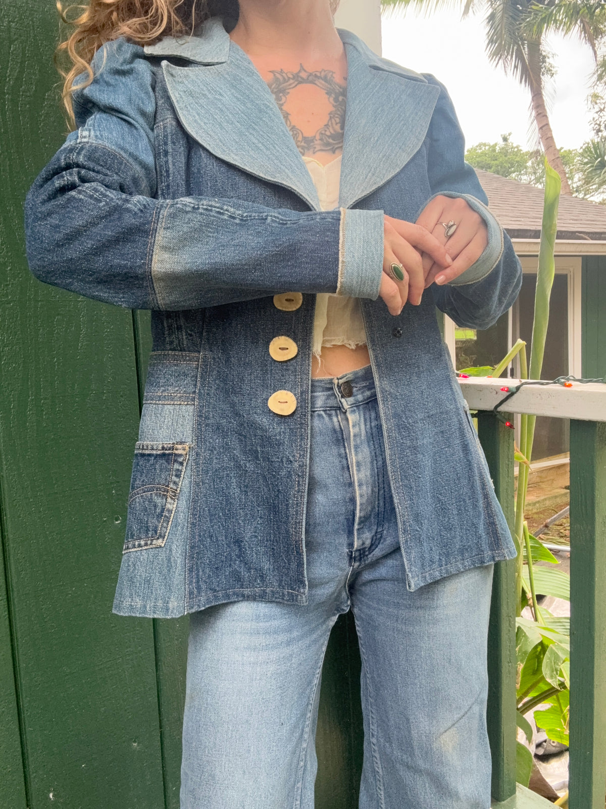1970s Patchwork Selvedge Denim Jacket small/medium