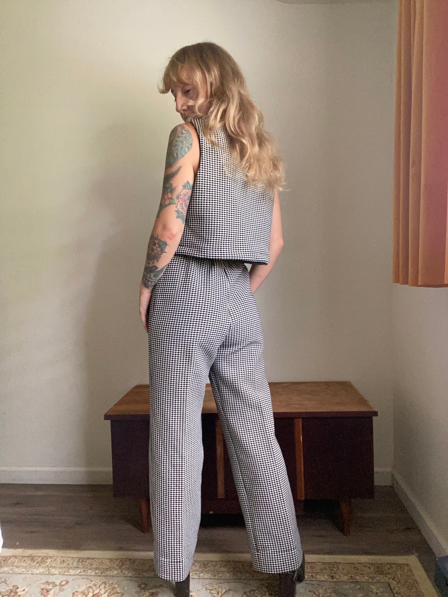 1970s reworked Michelle by Almalfi houndstooth pants vest set