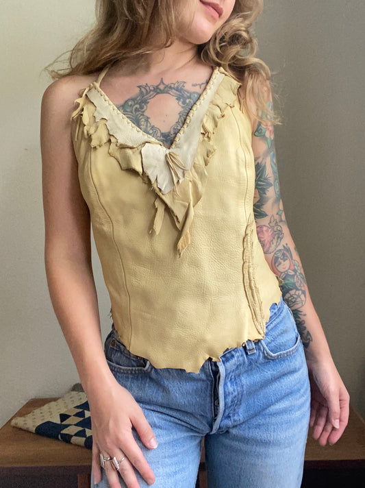 1960s/ 1970s Buckskin leather fringe top