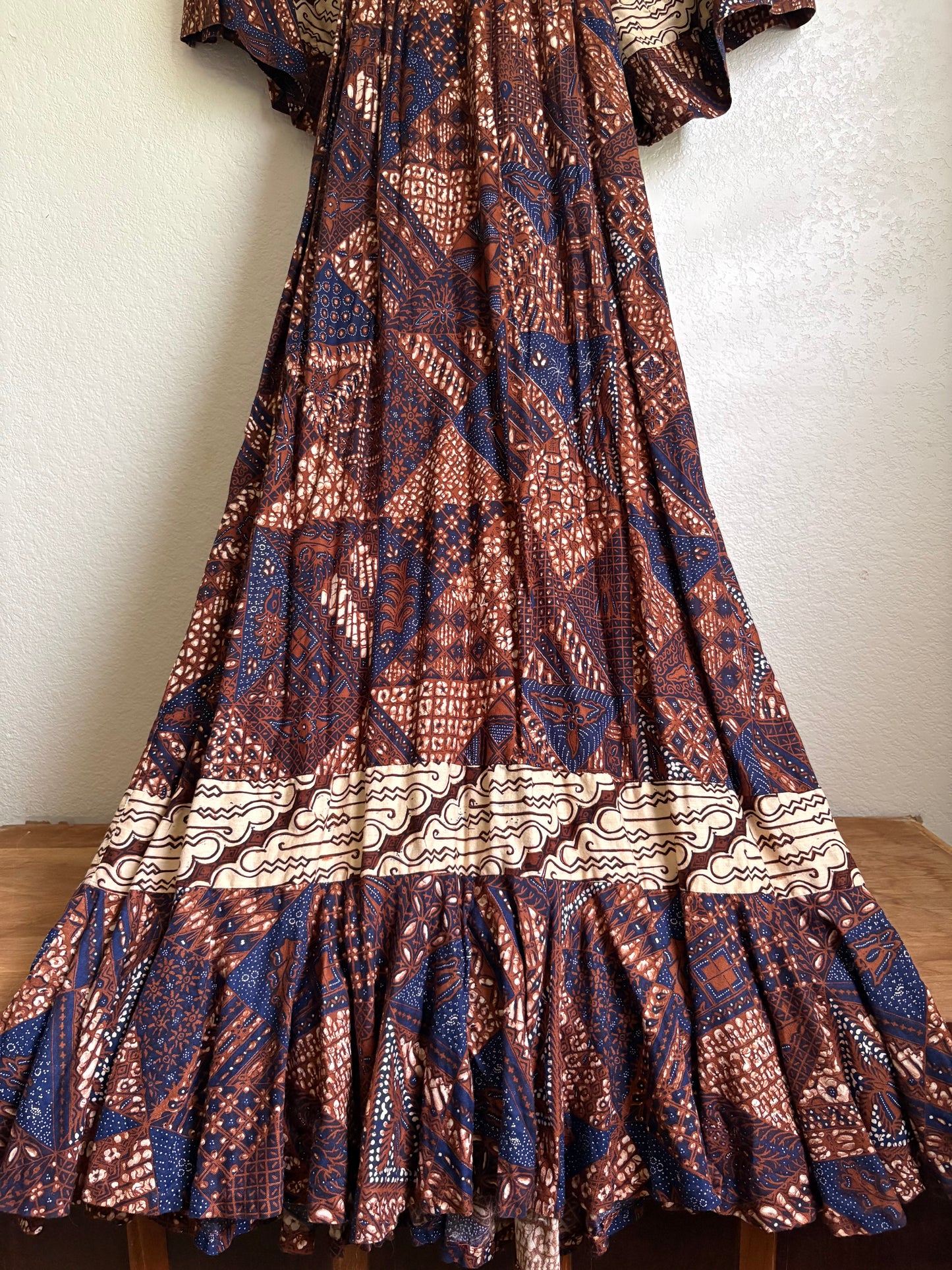1970s Young Innocent by Arpeja Patchwork Kaftan Maxi Dress small