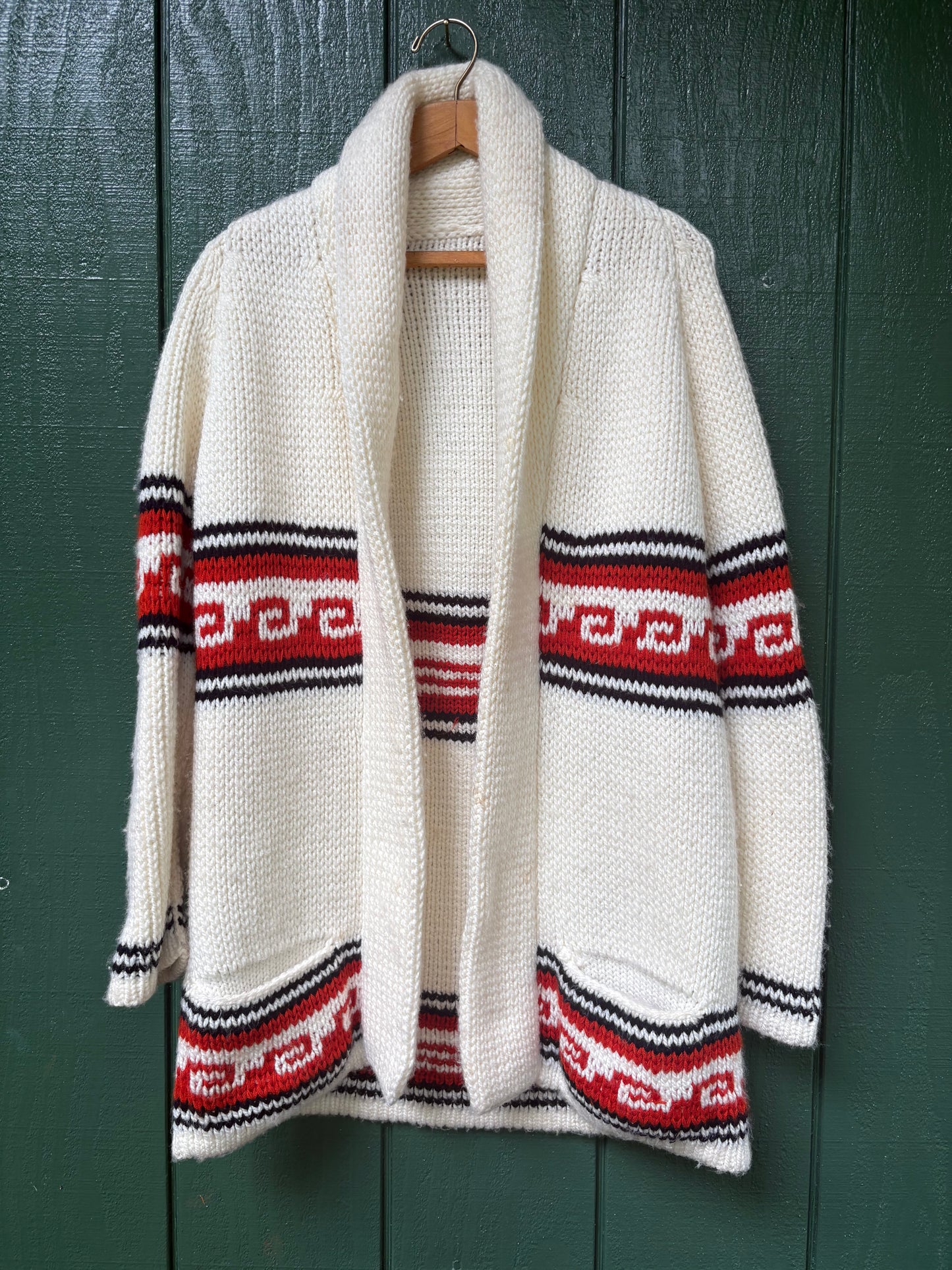 1970s chunky handmade shawl collar cardigan