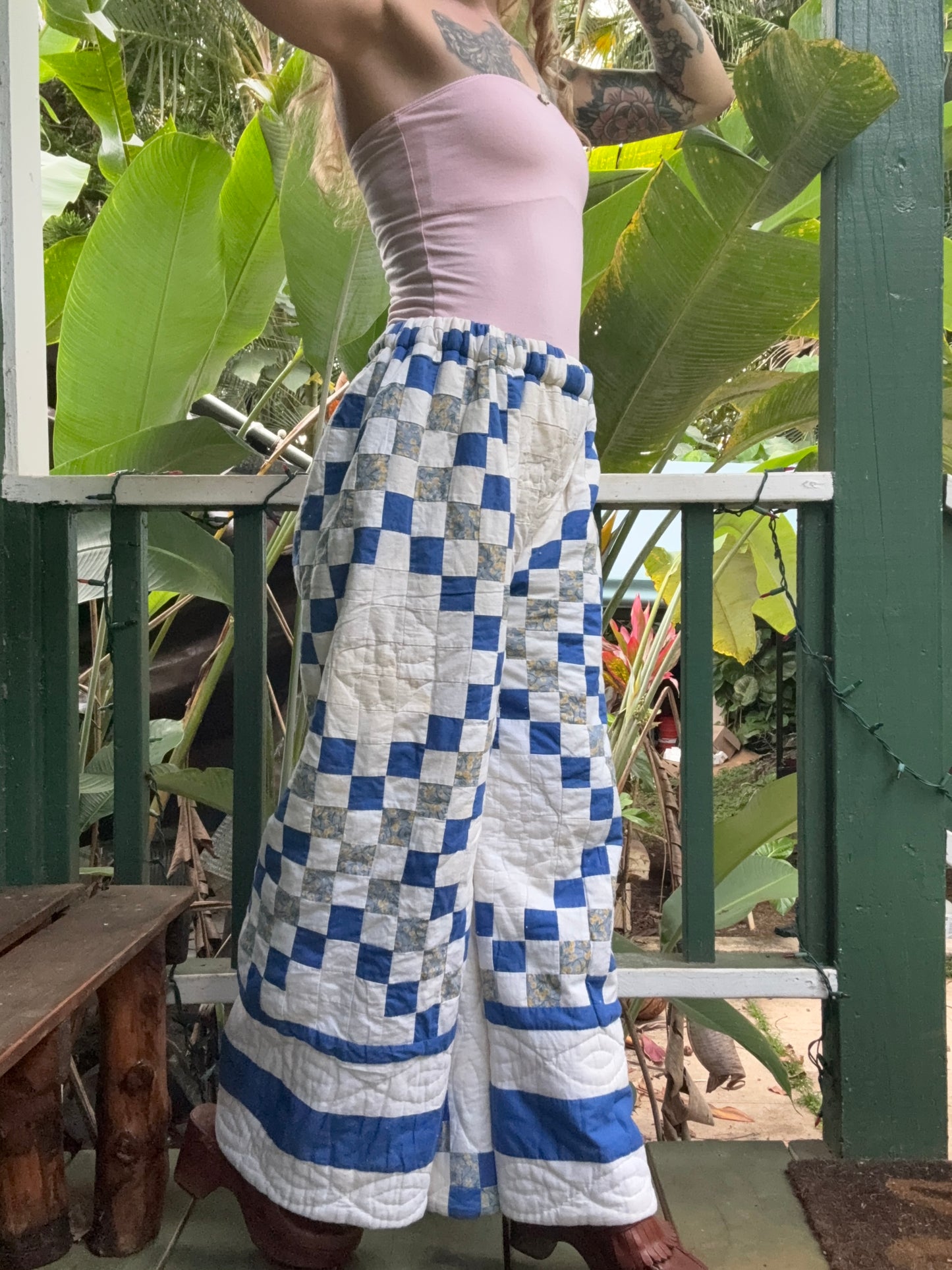 Vintage Upcycled Patchwork Quilt Wide Leg Pants