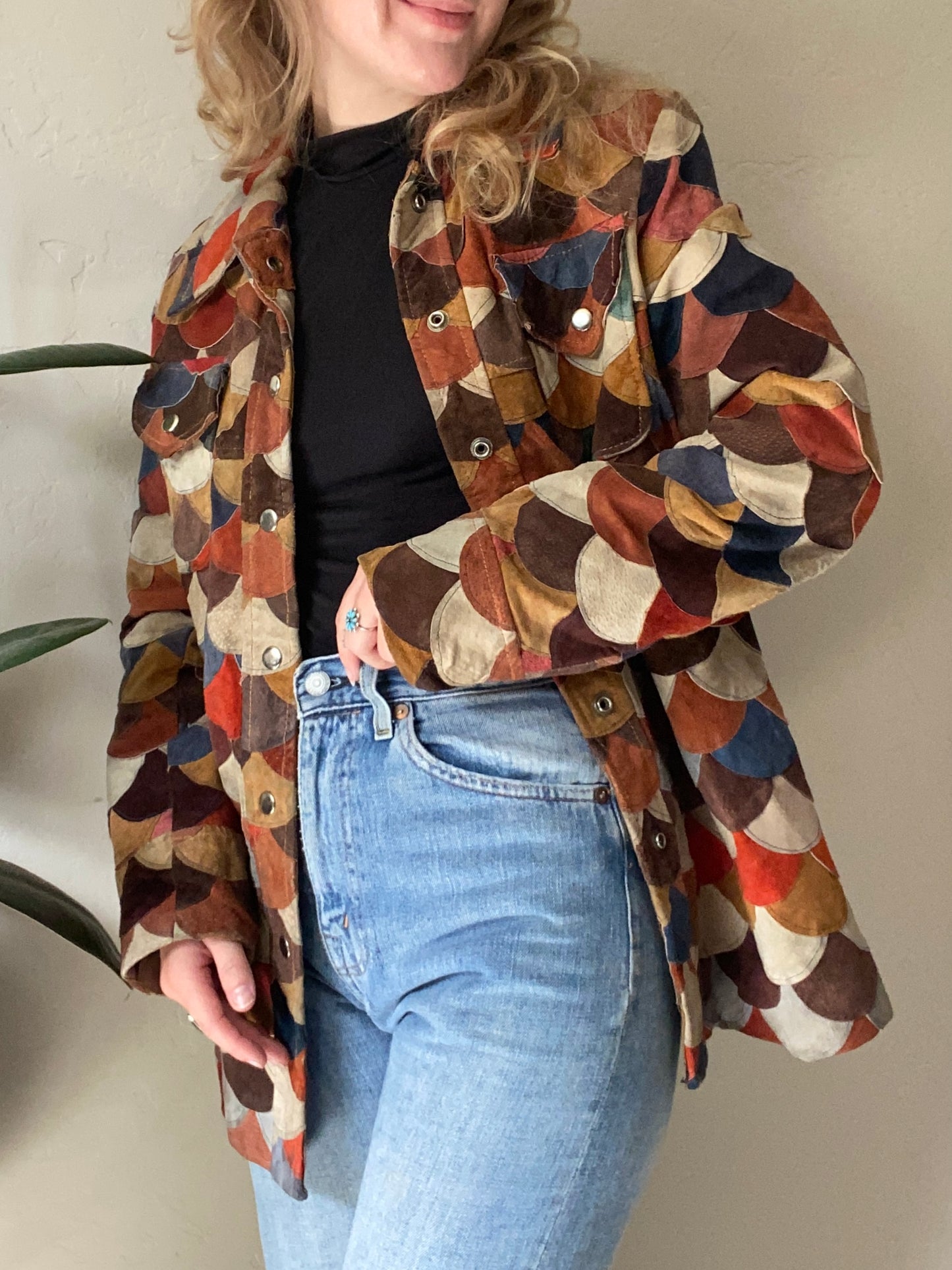 1970s Fish Scale Suede Leather Jacket