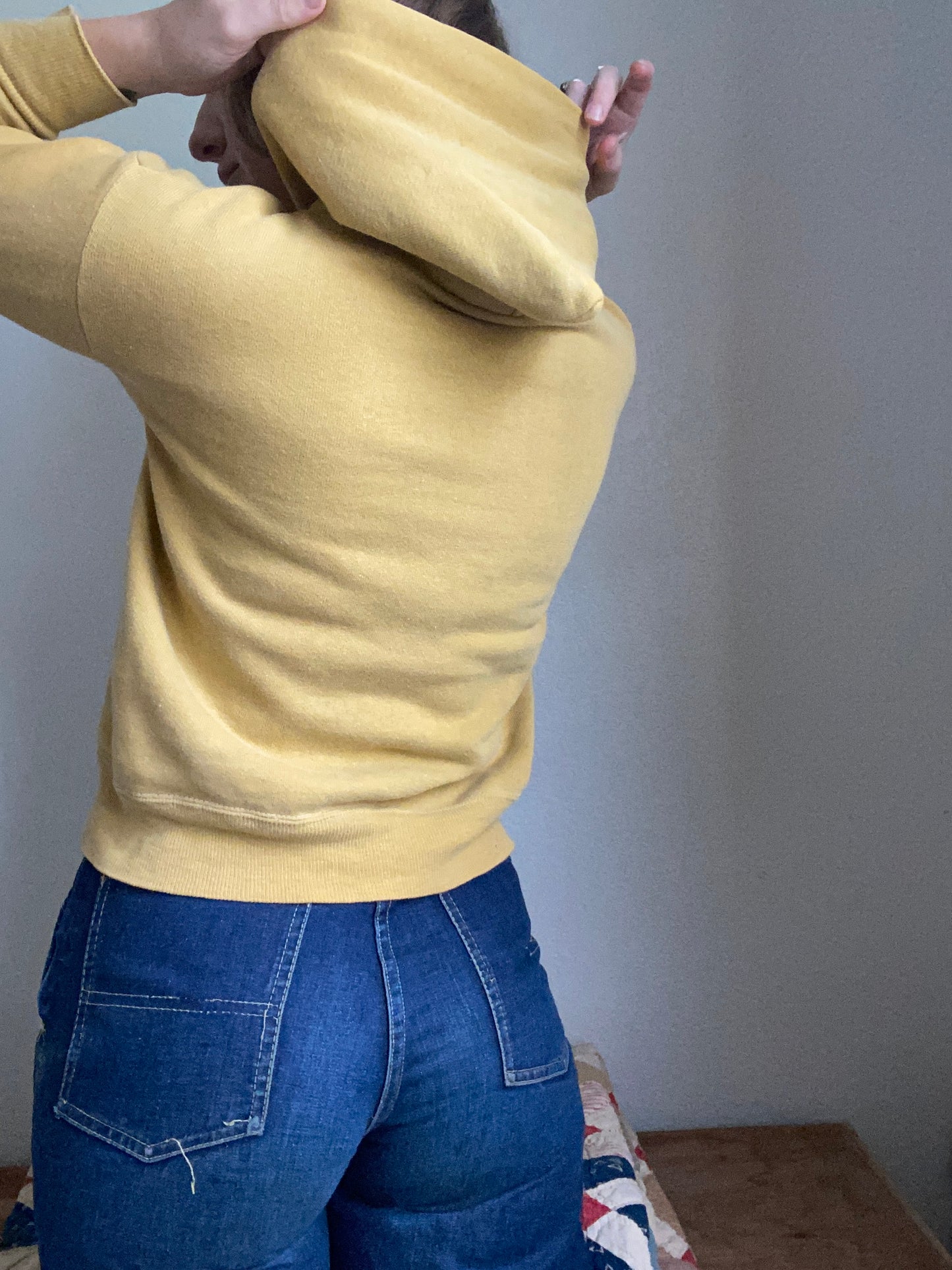 1950s Mustard Yellow Hoodie Sweatshirt