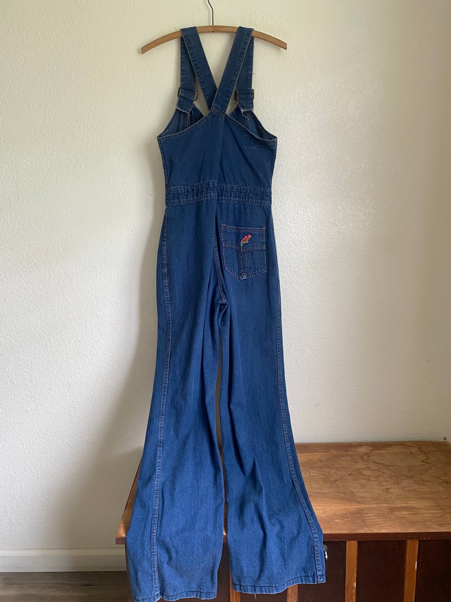 1970s S.O.B. Shades of Blue Denim Overall Jumpsuit size 13