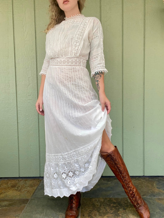 Antique Edwardian Cotton Day Dress