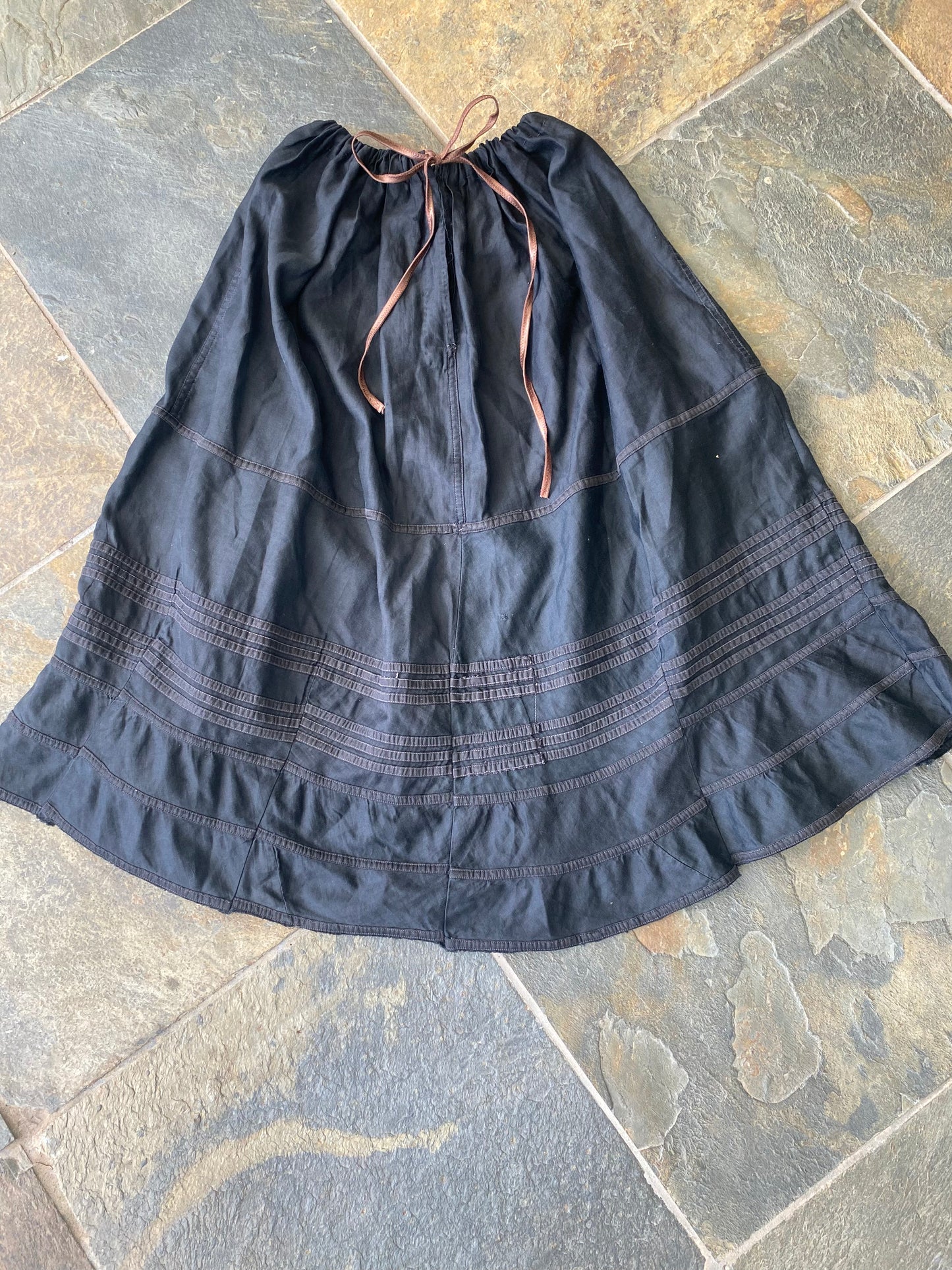 Antique Edwardian Black Mourning Petticoat Skirt