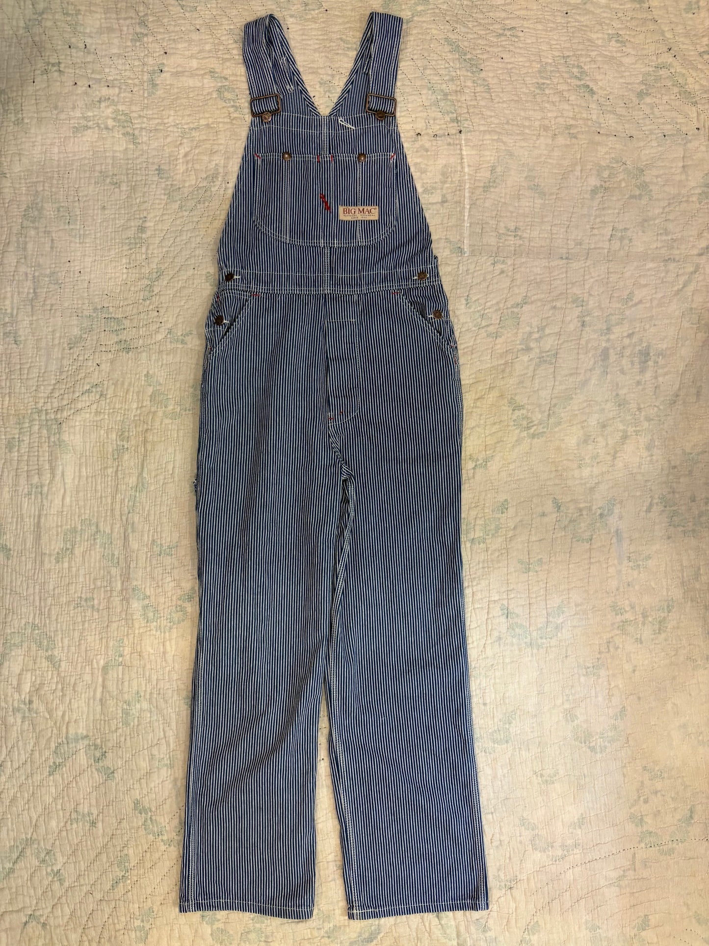 1990s Big Mac Hickory Stripe squarebak Overalls 34 x 32