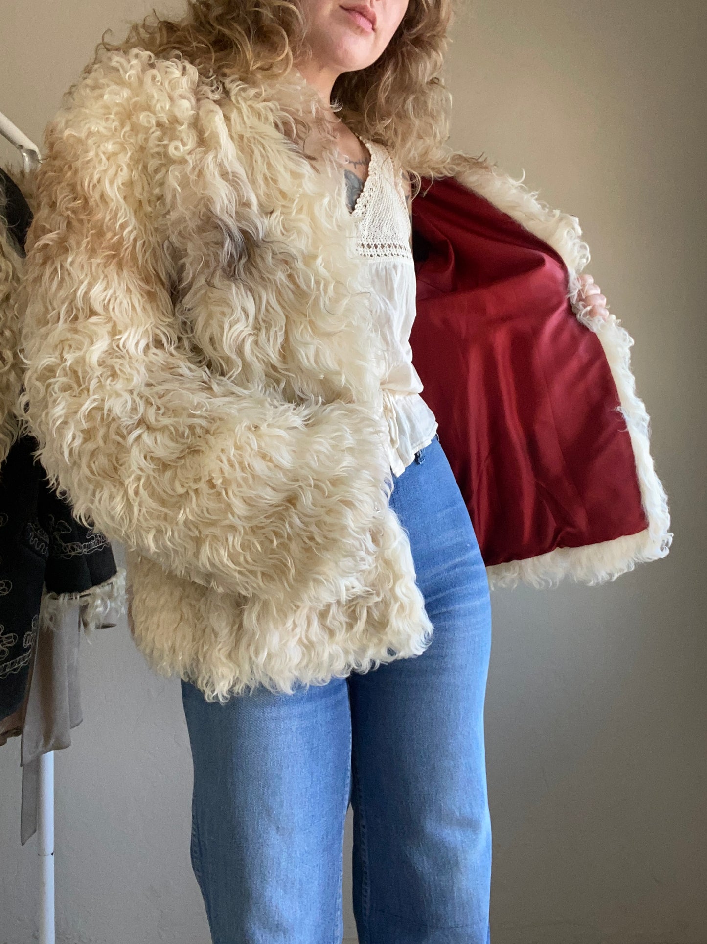 1970s Soft Curly Lamb Fur Jacket