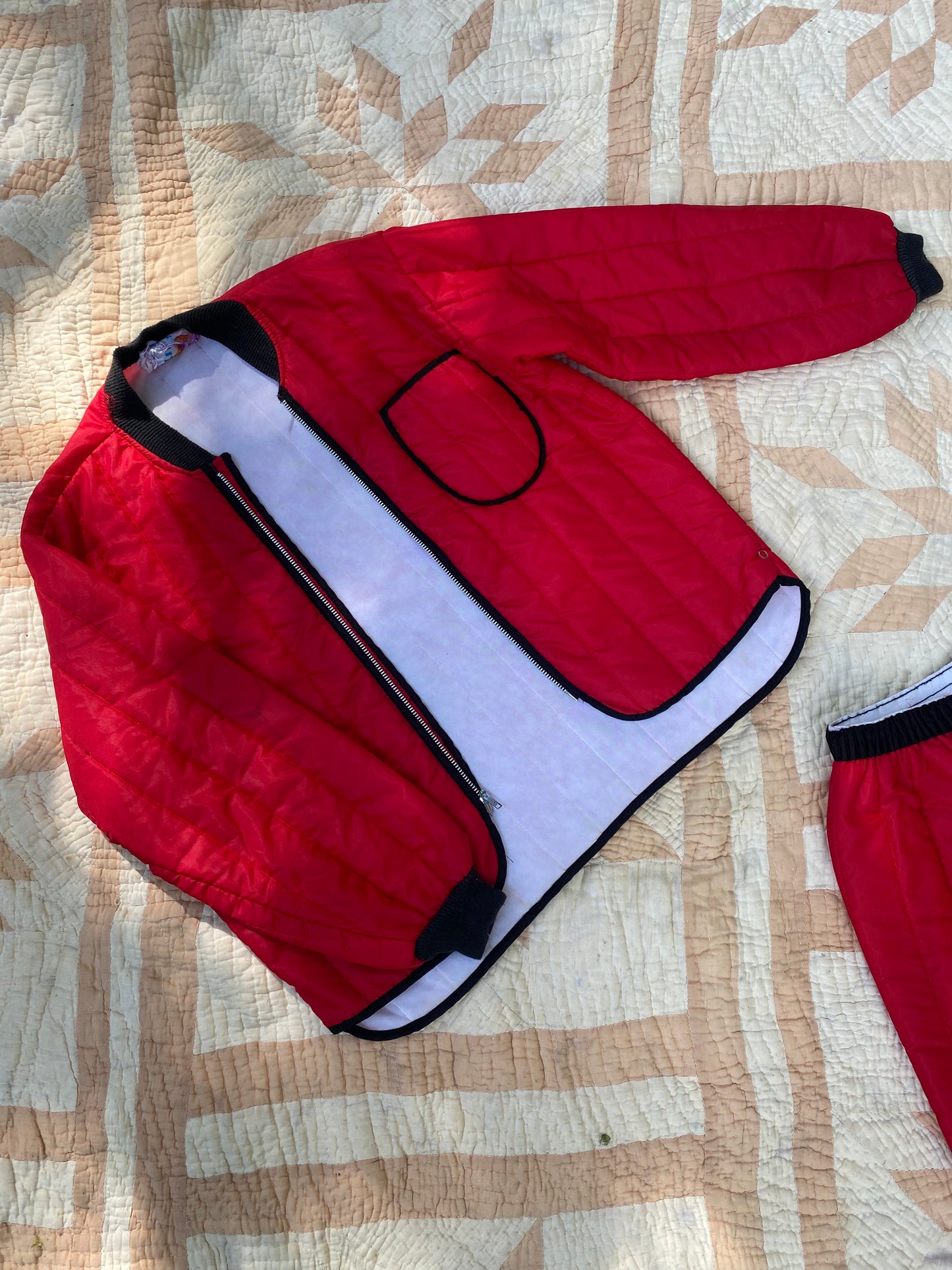 1960s / 1970s Antler Red Dacron Quilted Liner Jacket & Pants Set