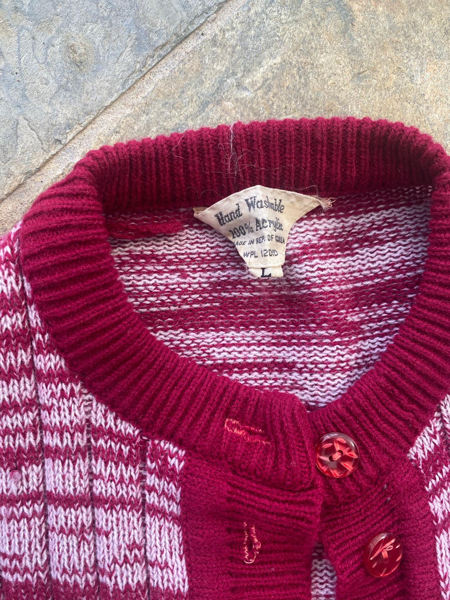 1970s Red Space Dye Acrylic  Sweater