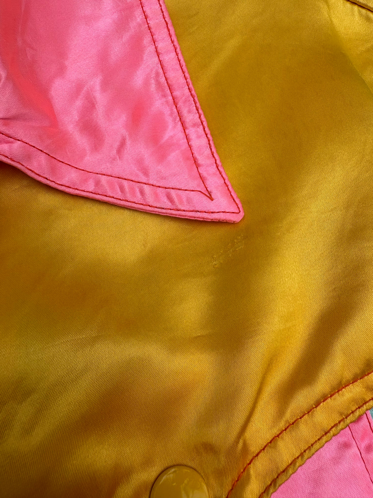 1960s 1970s Elaine Post Satin Colorblock Motorcycle Jacket Large