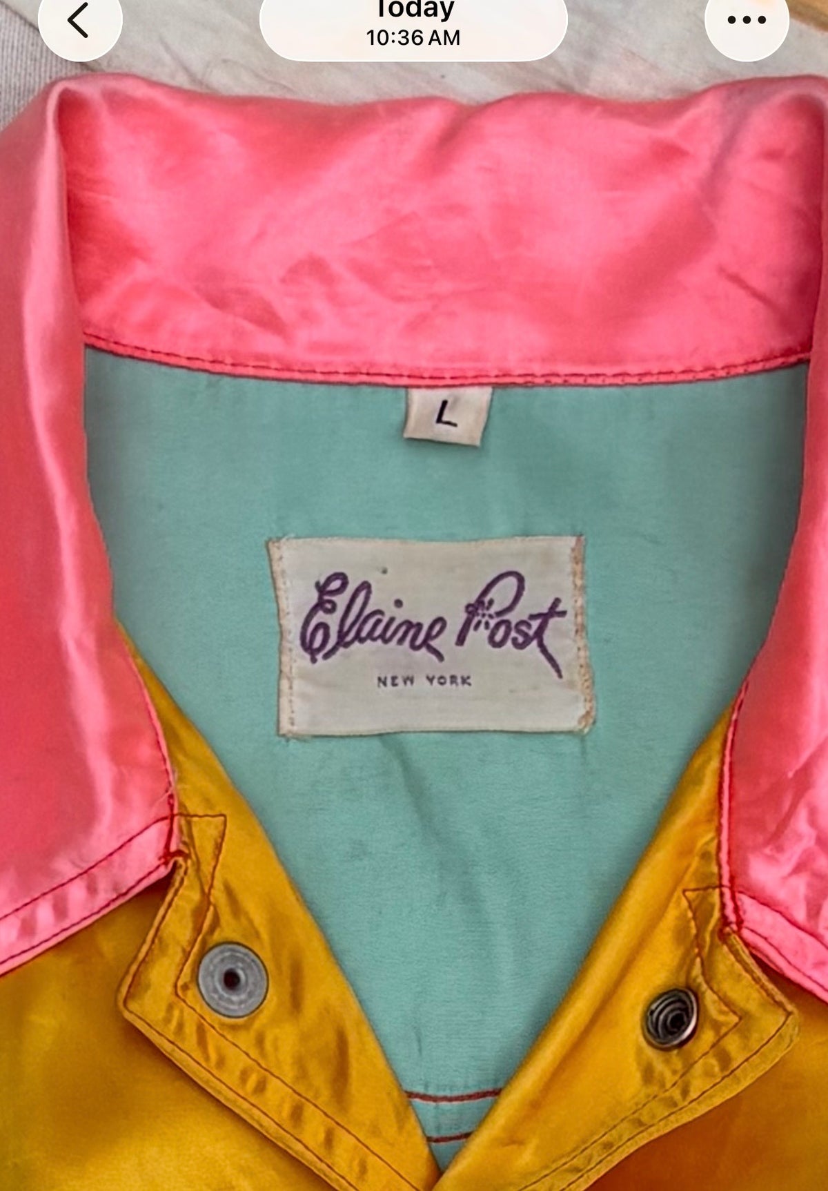 1960s 1970s Elaine Post Satin Colorblock Motorcycle Jacket Large