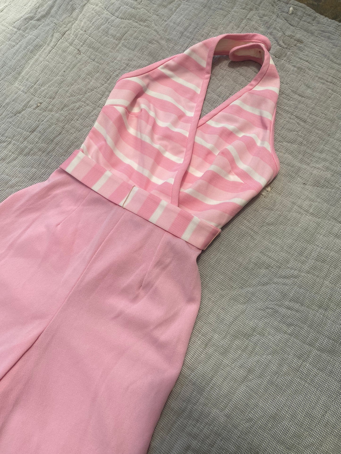 1970s Pink Halter Jumpsuit