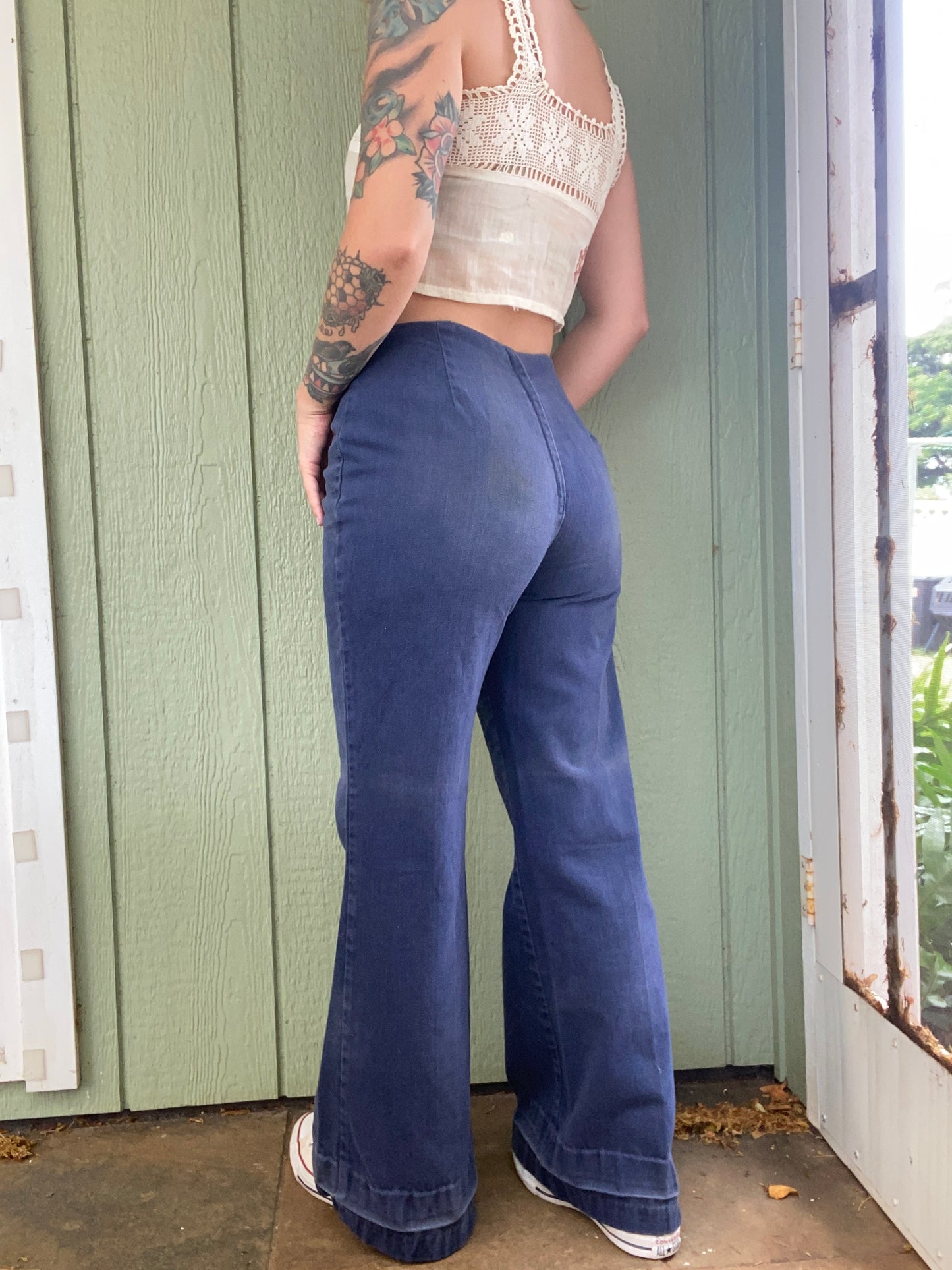 1970s Lace Up Front Jeans